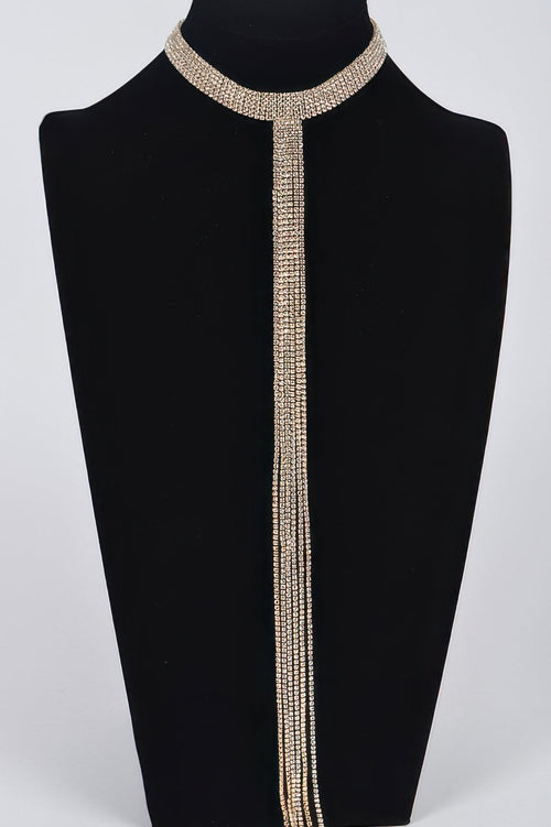 Bar Line Rhinestone Choker Necklace