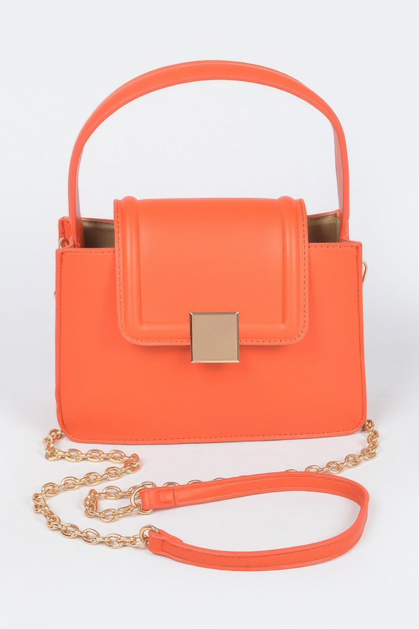 Faux Leather Top Handle Crossbody Bag