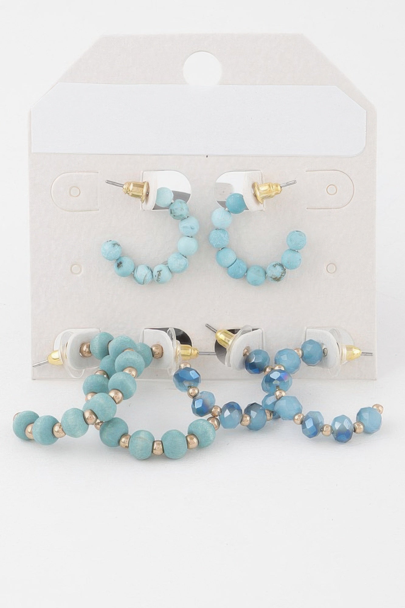Crystal Bead Hoop Earrings Set