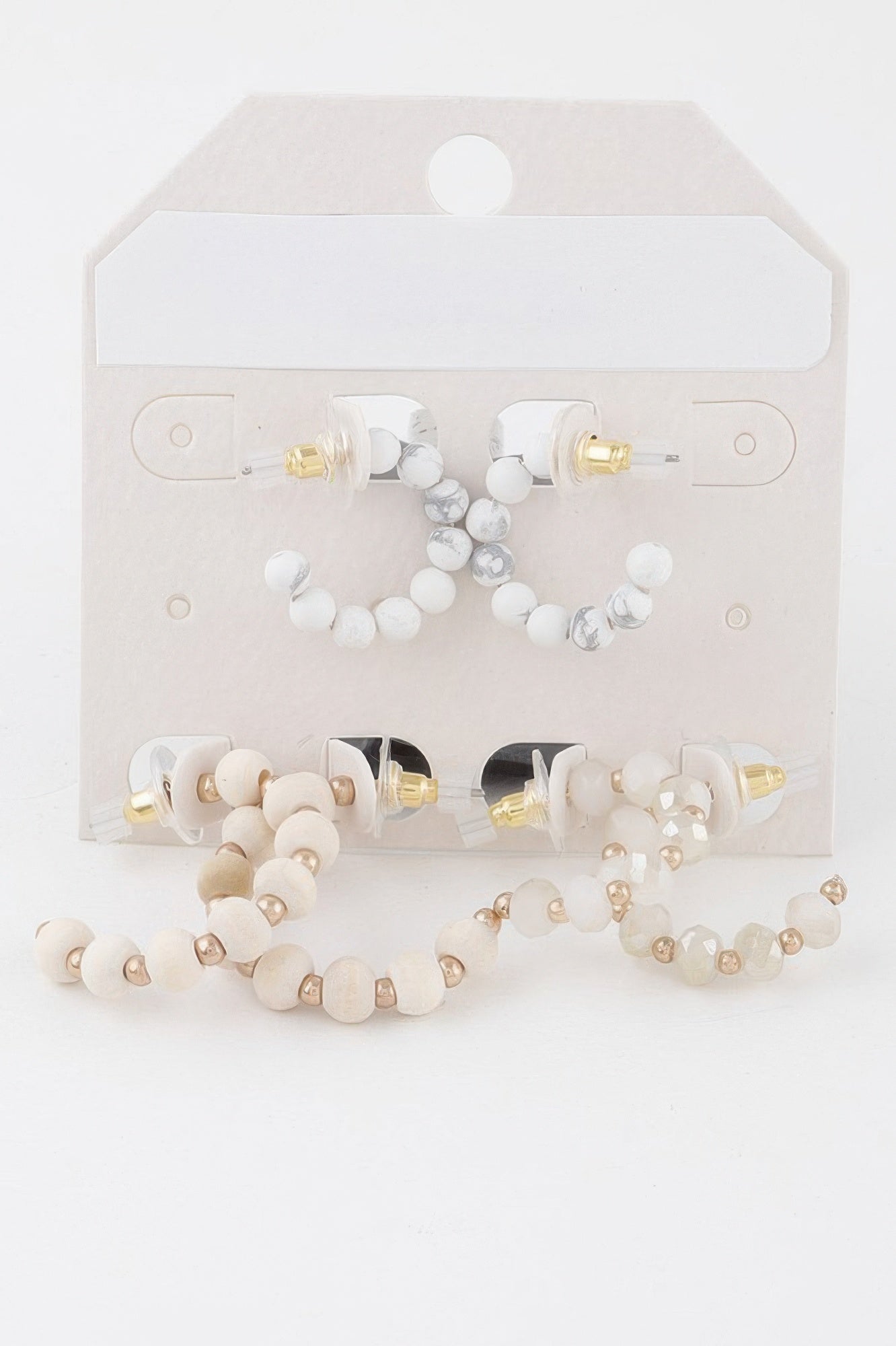 Crystal Bead Hoop Earrings Set