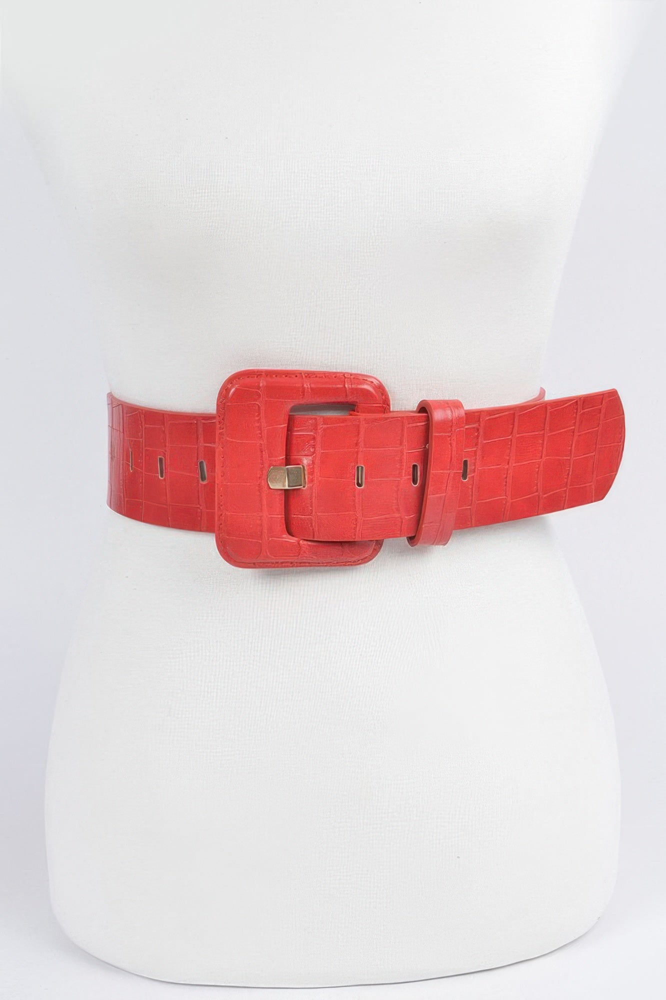 Faux Croc Leather Waist Belt
