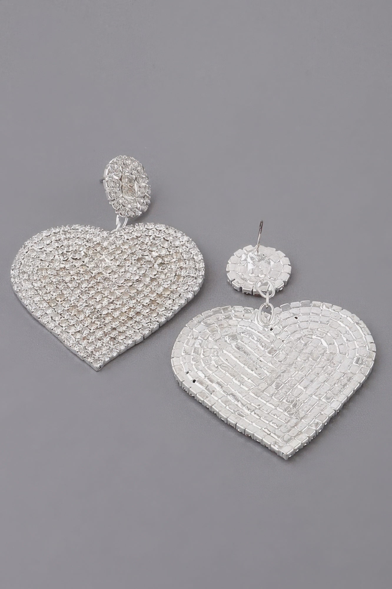 Jeweled Heart Drop Earrings