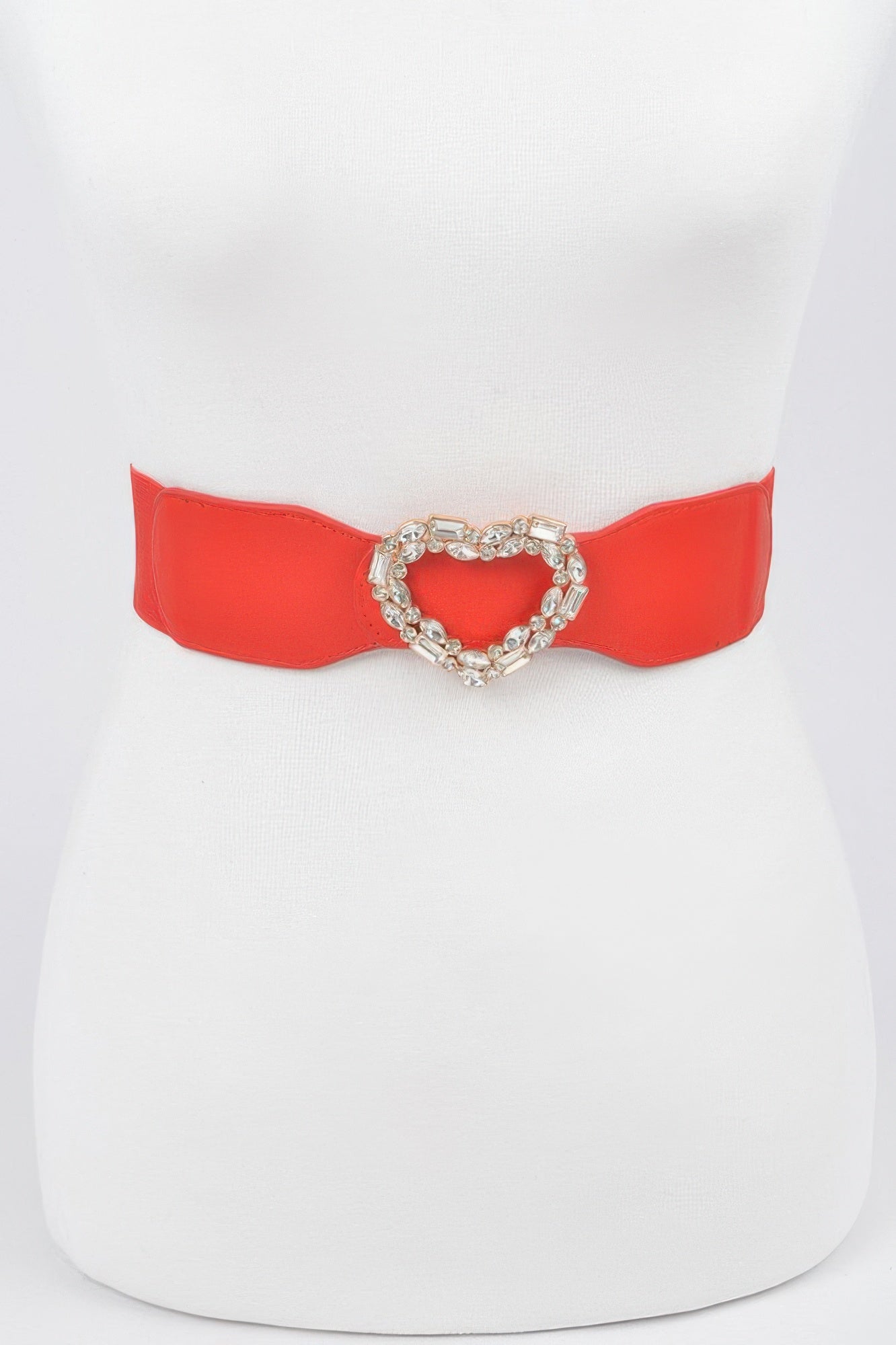 Heart Rhinestone Buckle Elastic Belt