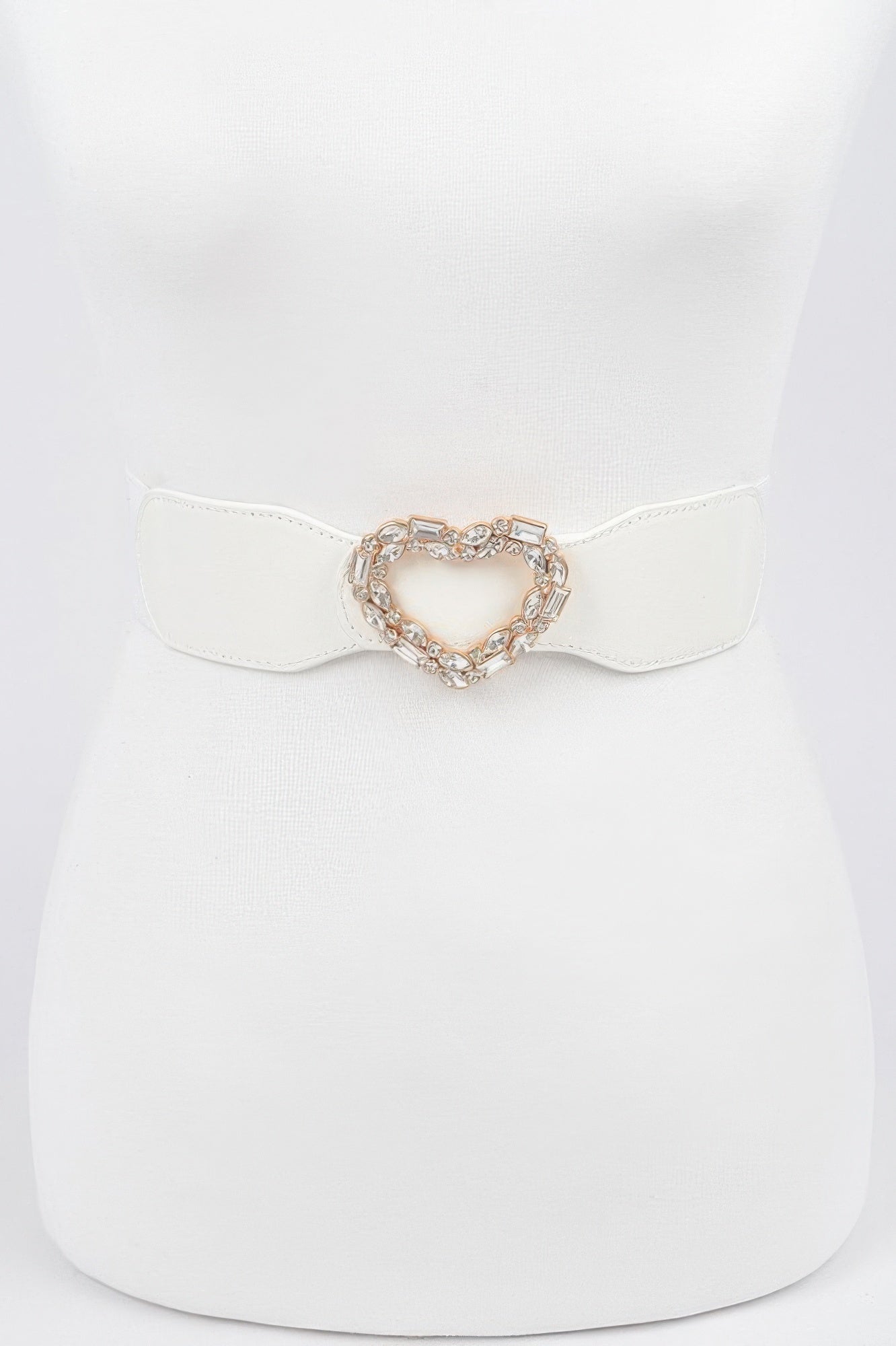 Heart Rhinestone Buckle Elastic Belt