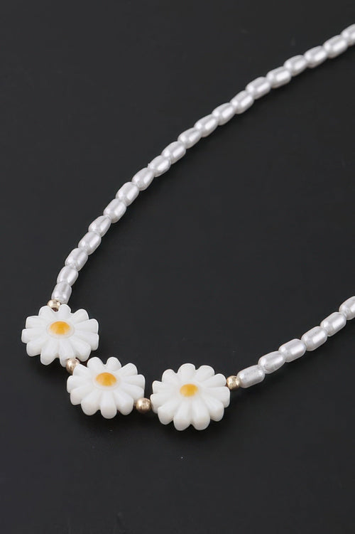 Beaded Flower Trio Necklace