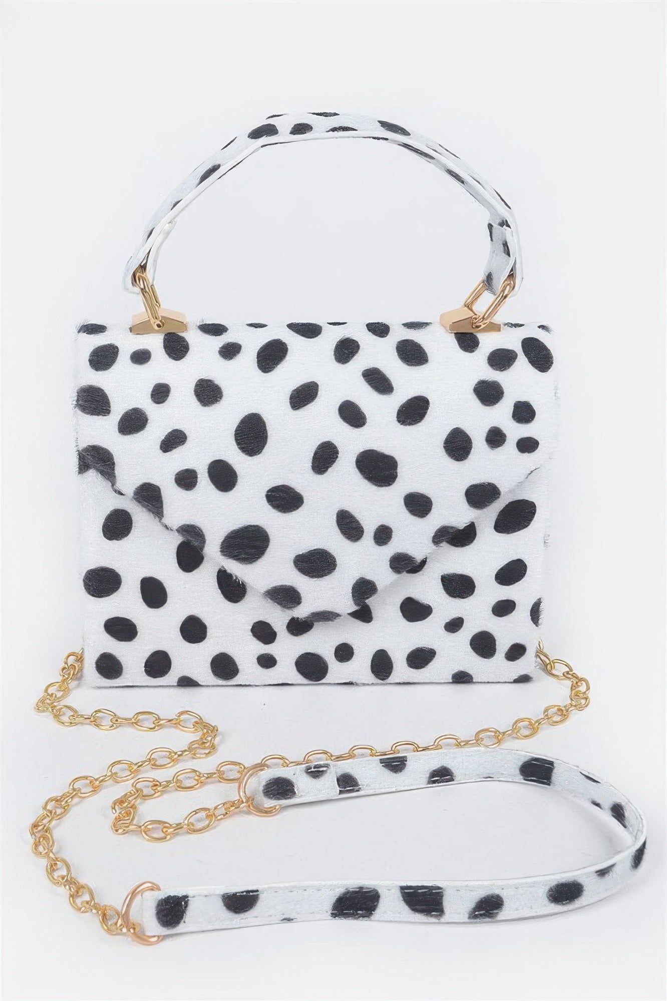 Faux Fur Leo Top Handle Clutch