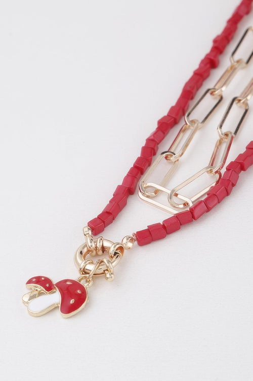 Beaded Mushroom Chain Necklace