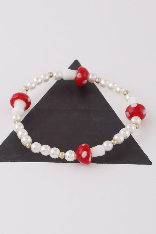 Beaded Mushroom Charm Bracelet
