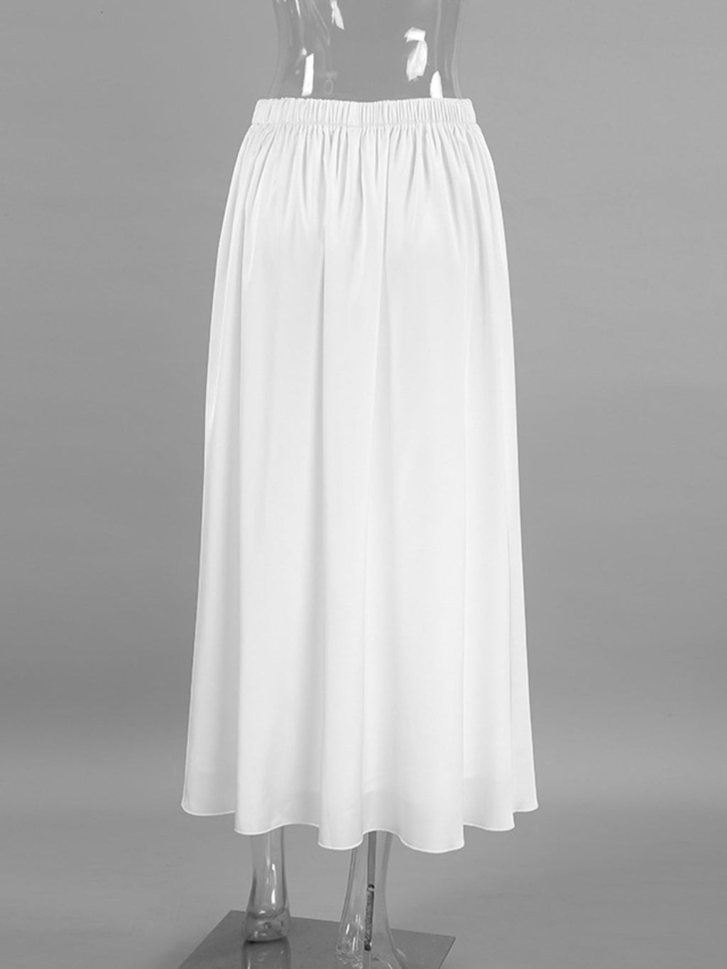 White Satin Maxi Skirt with Elastic Waist