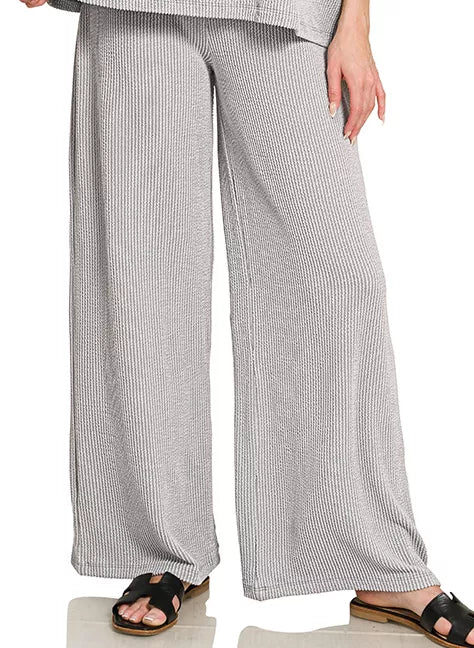 Sleet Raised Rib Relaxed Short Sleeve Top and Pants Set