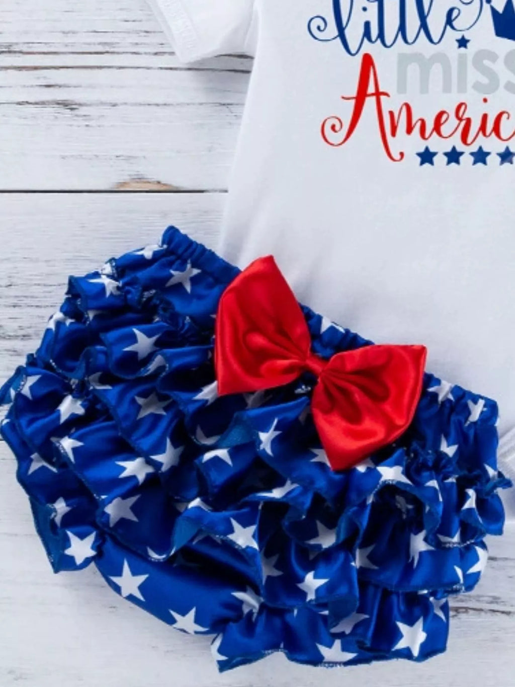 Baby Girls Patriotic Little Miss America 2-Piece Bodysuit Set