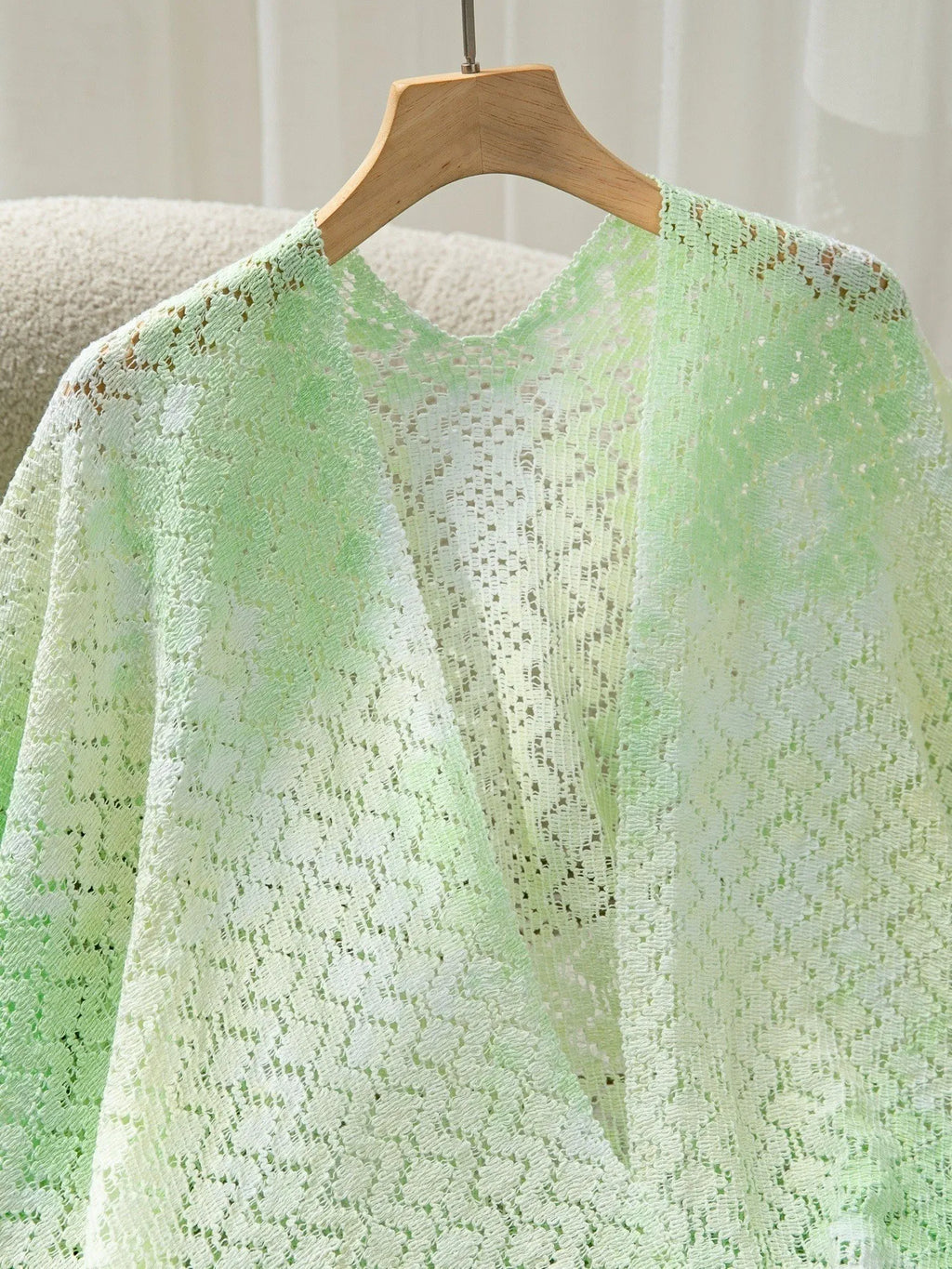 Openwork Tassel Gradient Knit Cover Up