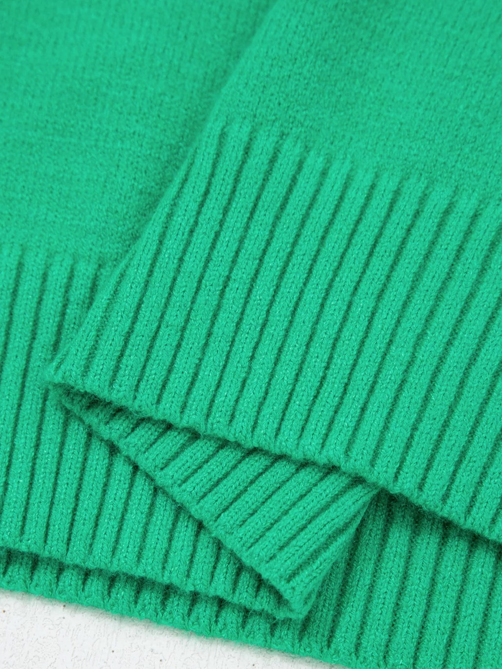 Blue Ribbed Knit Short Sleeve Sweater with Ruffle Trim
