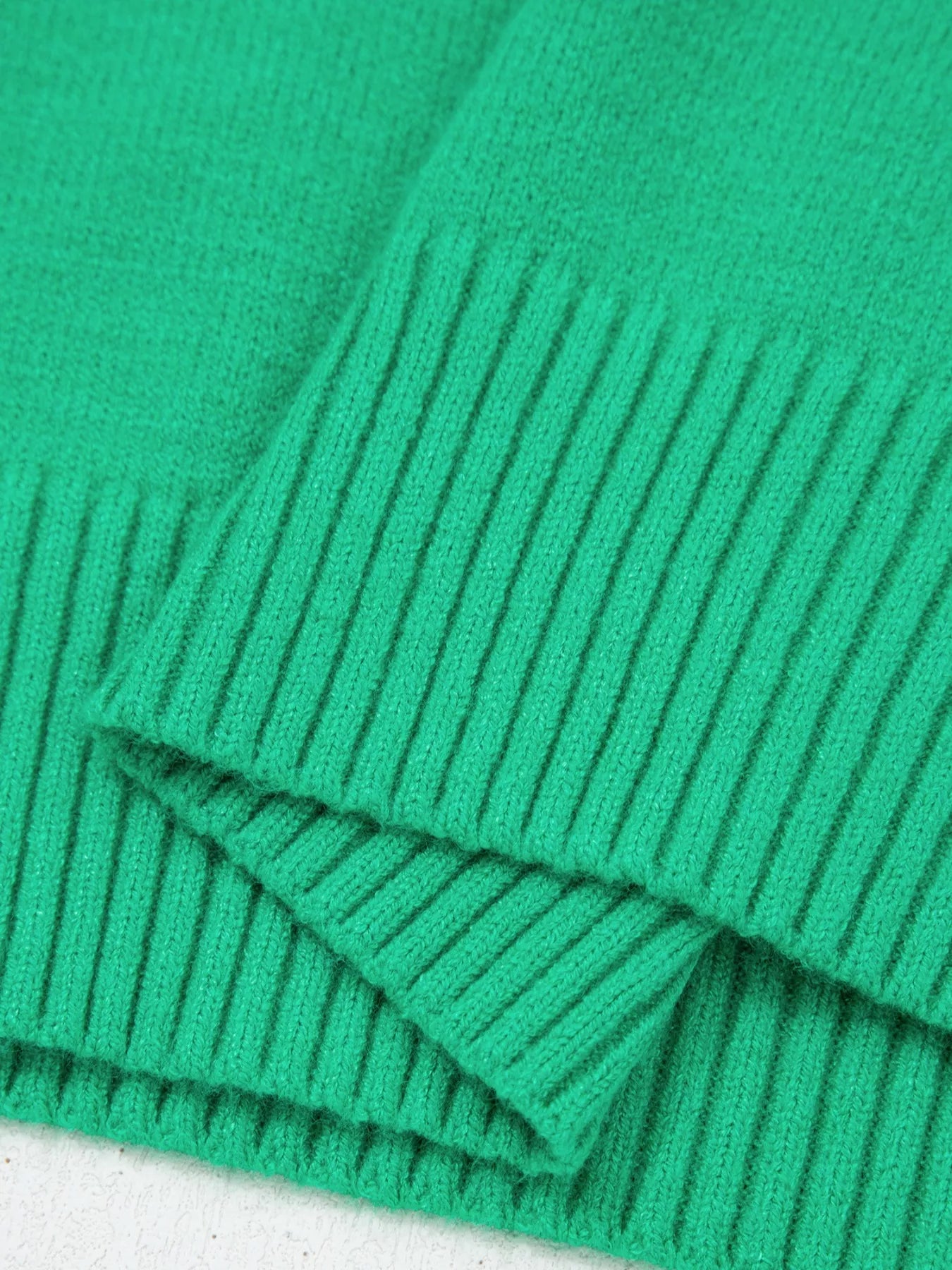 Blue Ribbed Knit Short Sleeve Sweater with Ruffle Trim