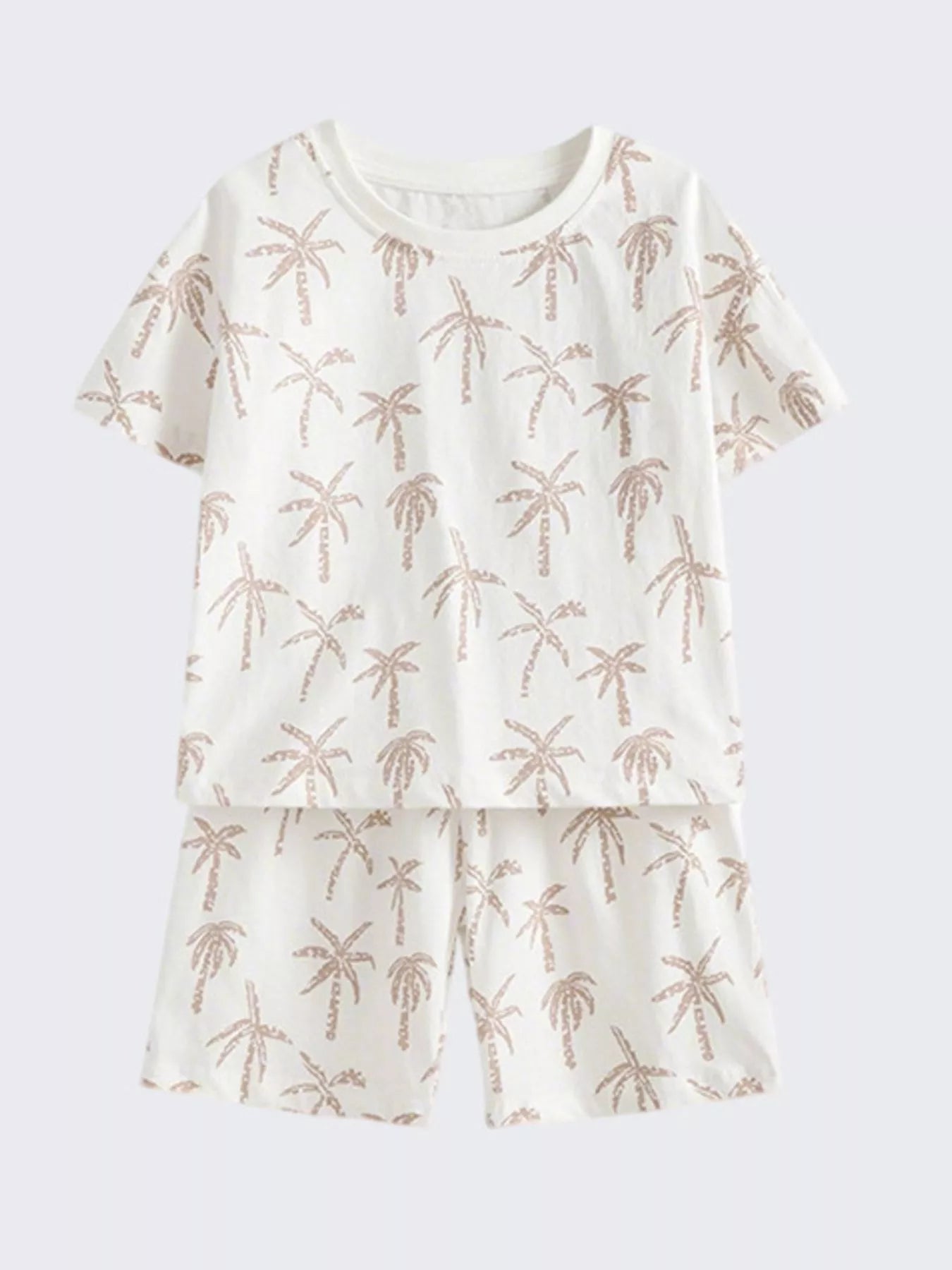 Children's Tropical Palm Print Two-Piece Cotton Outfit Set