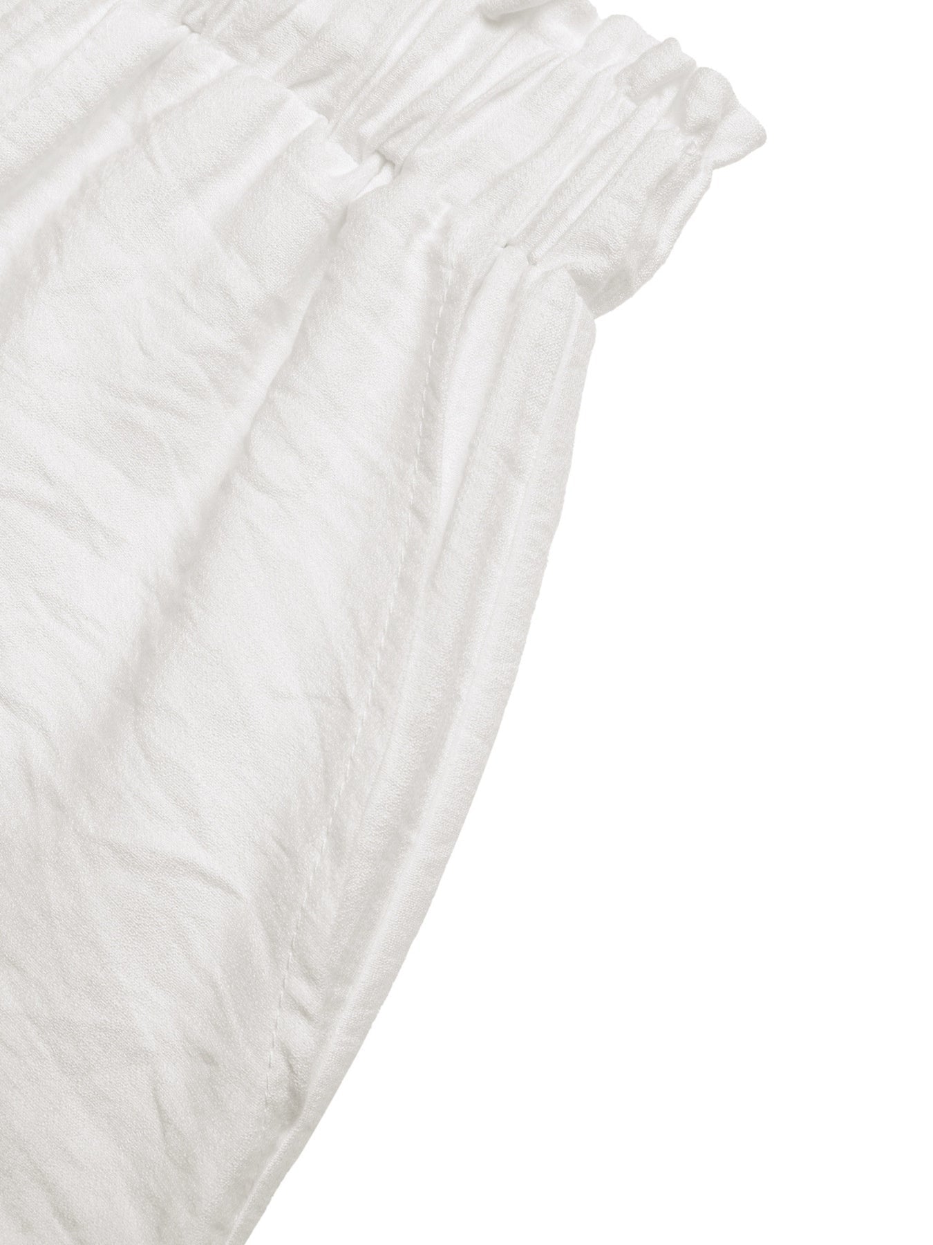 White Lace Trim Drawstring Waist Casual Summer Shorts