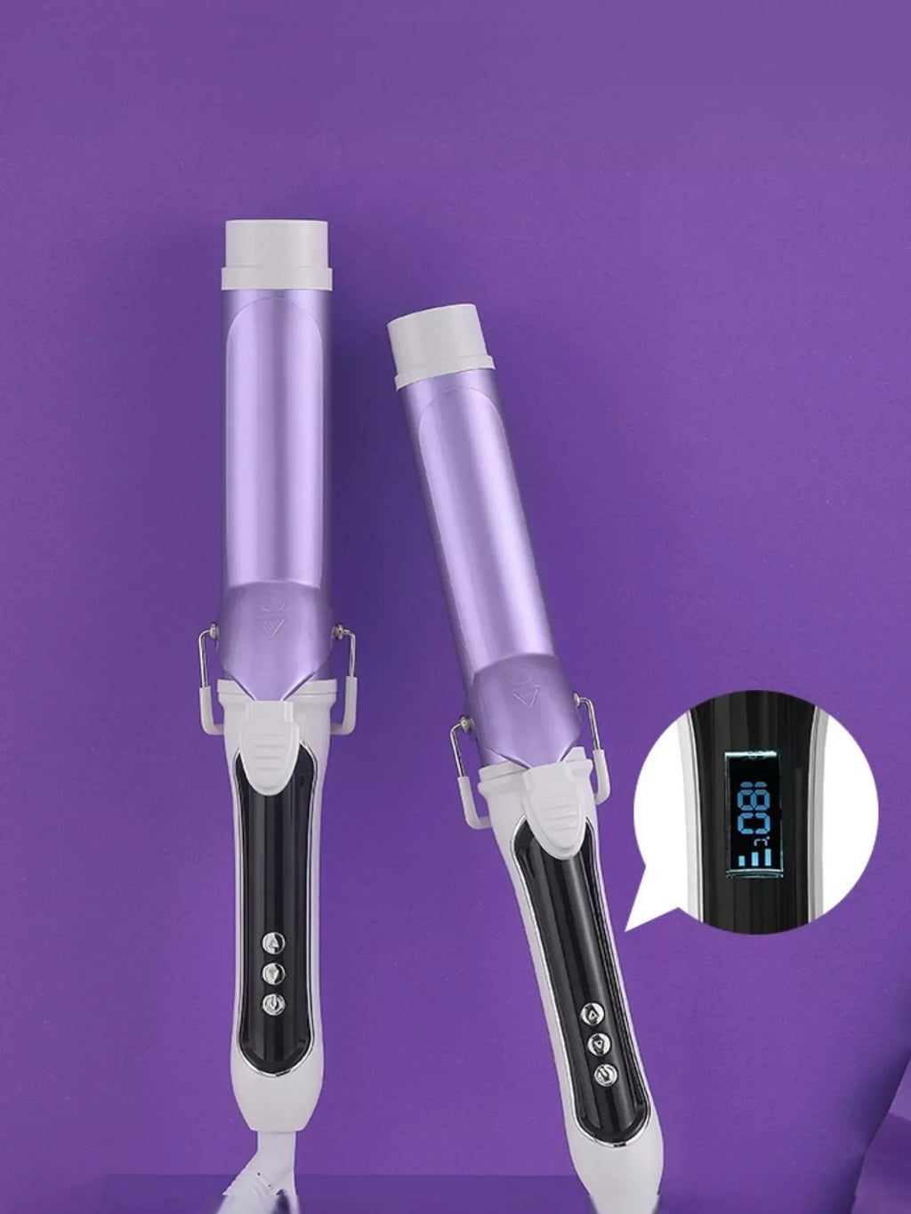 Purple Ceramic Rotating Curling Iron with Constant Temperature