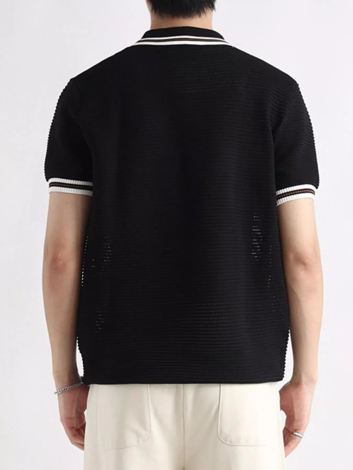 Men's Plus Size Striped Short Sleeve Polo