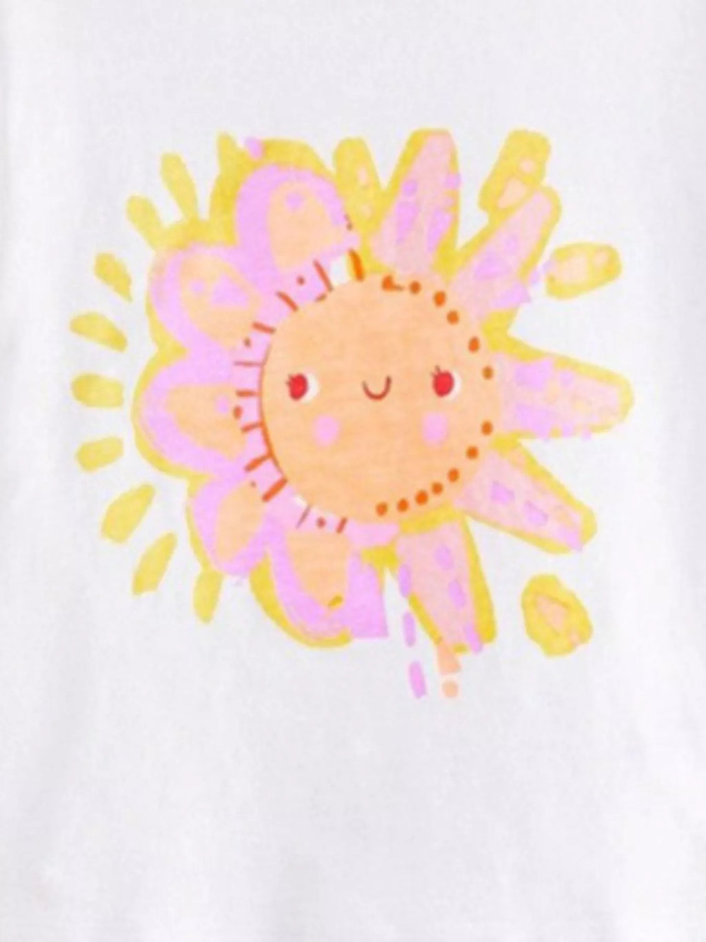 Children's White Sun Graphic Cotton T-Shirt