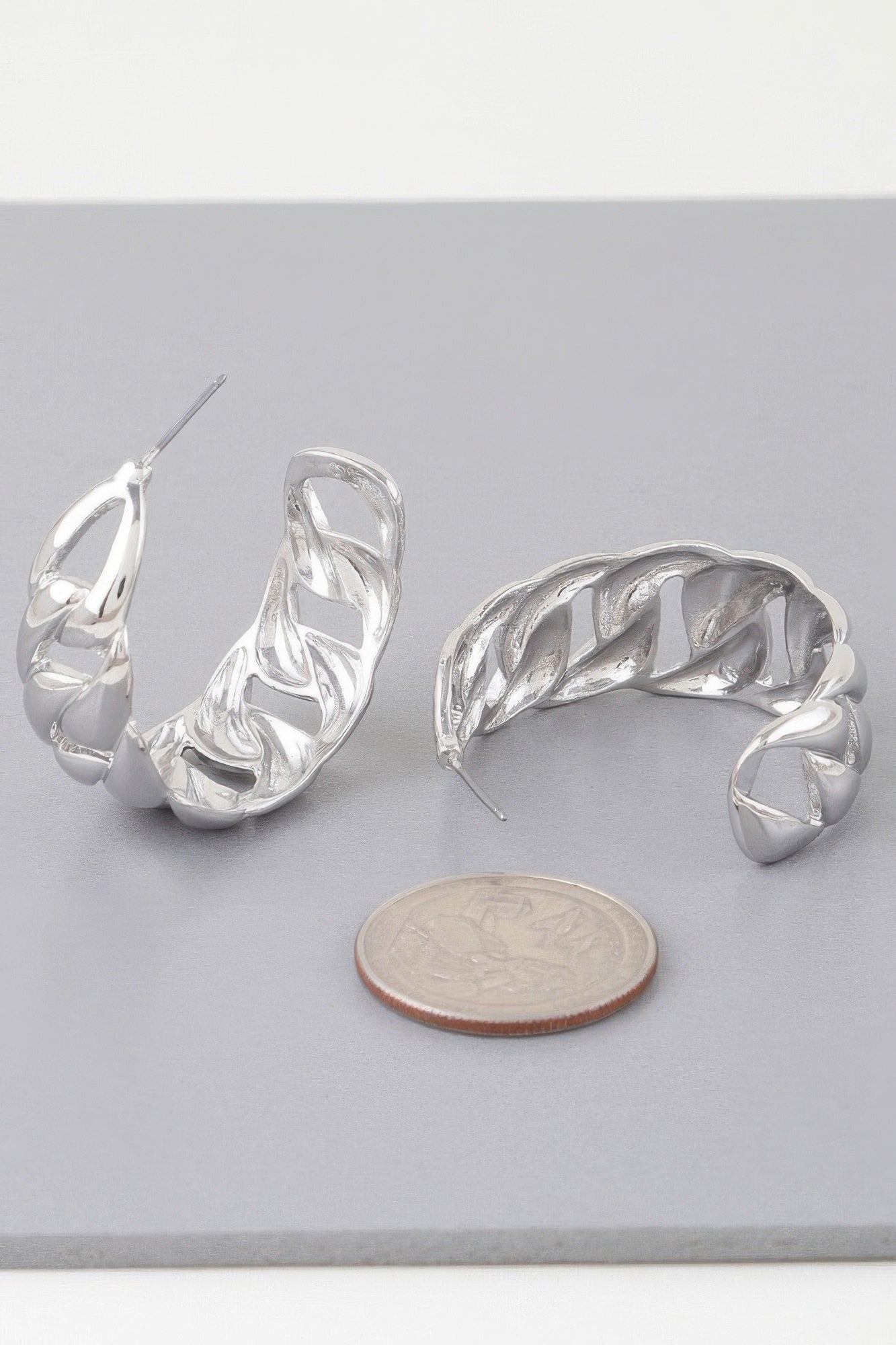 Curb Braid Chain Hoop Earrings