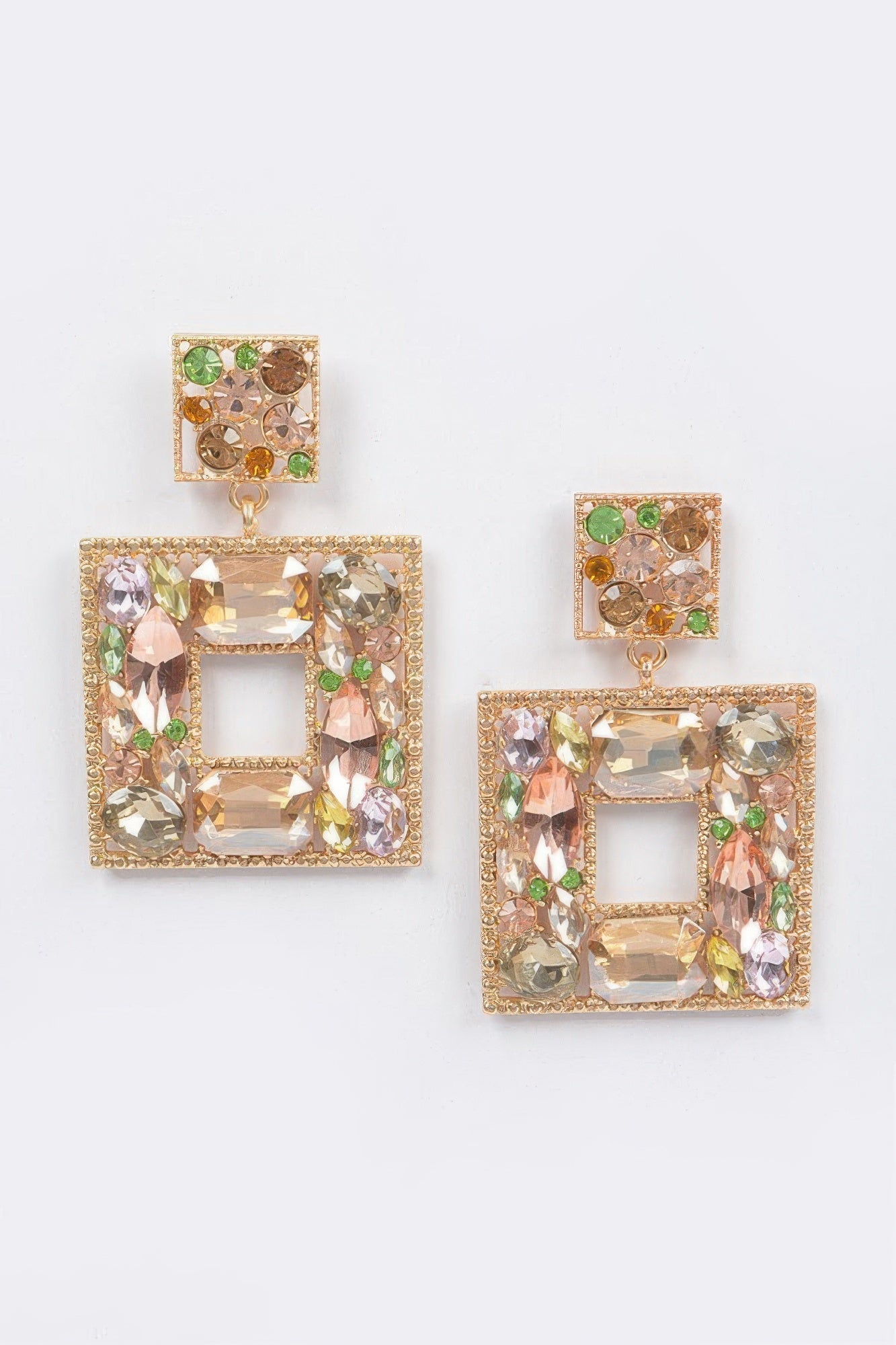 Double Square Bejeweled Earring