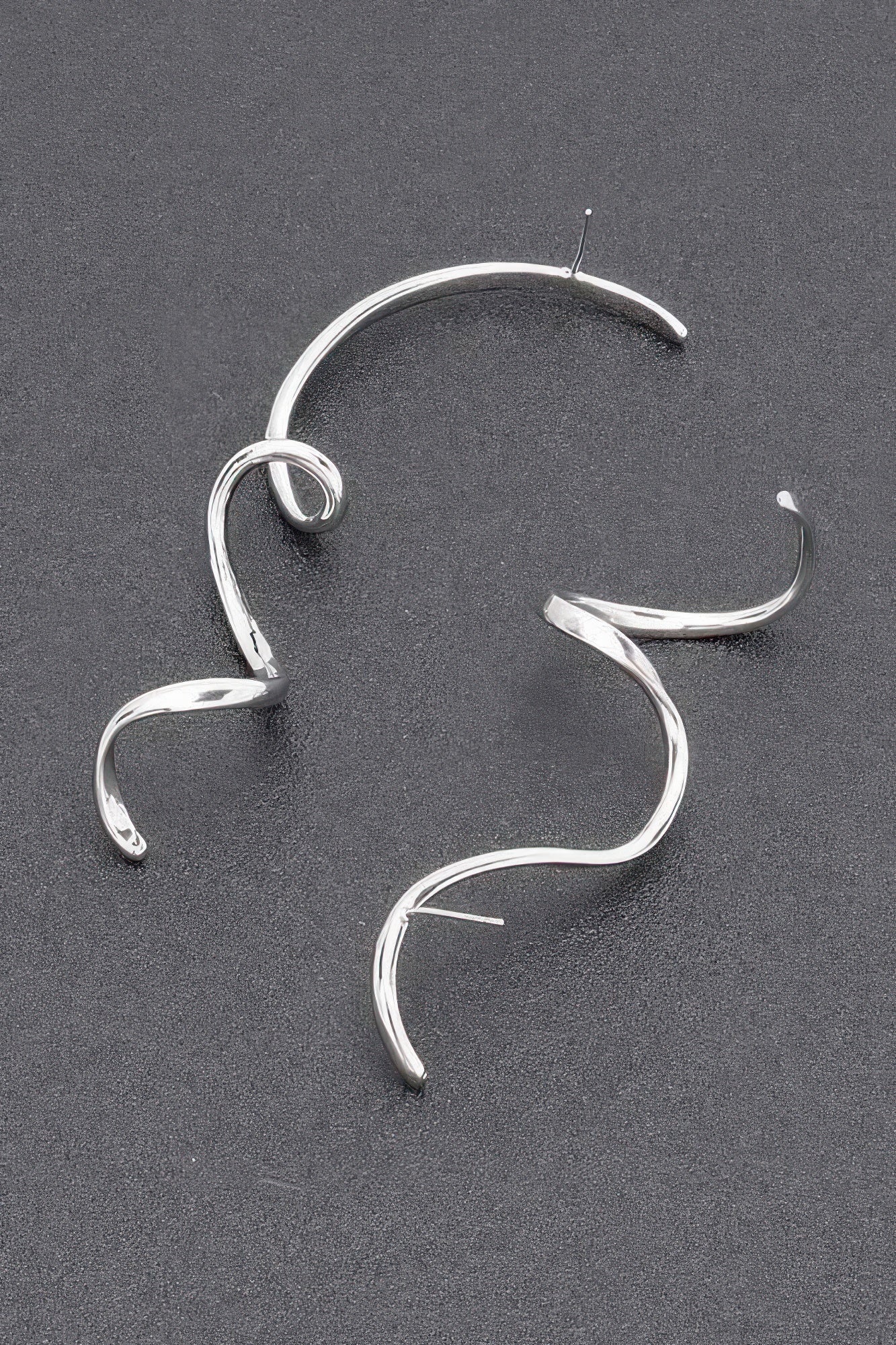 Gold Plated Metal Twist Dangle Earrings