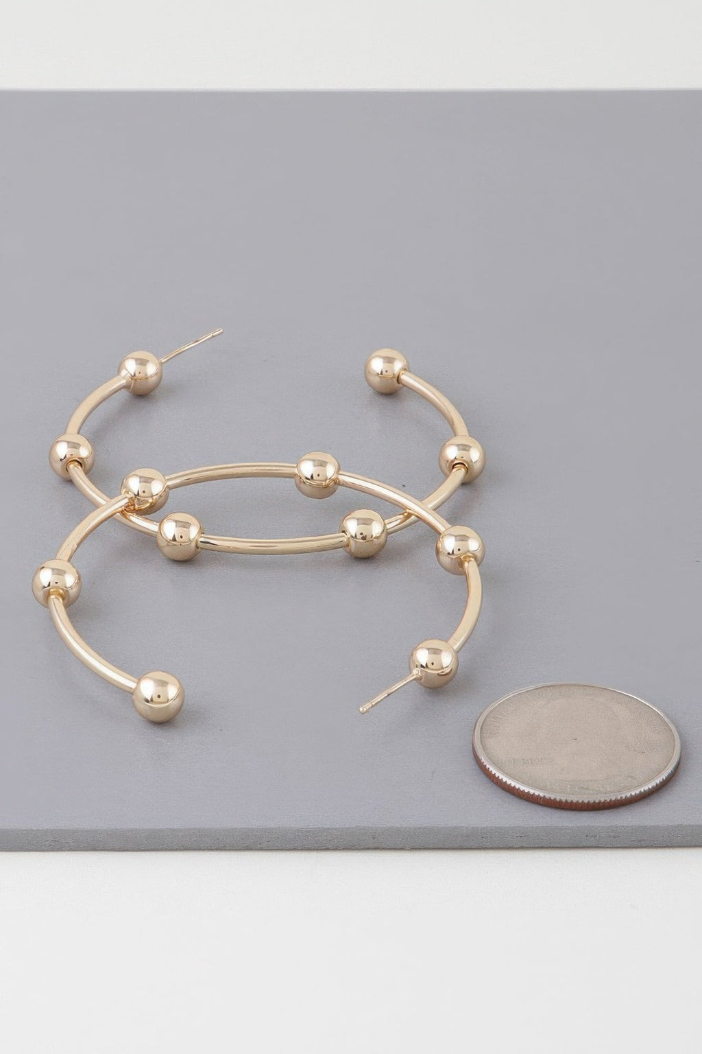 Multi Shiny Bead Hoop Earrings