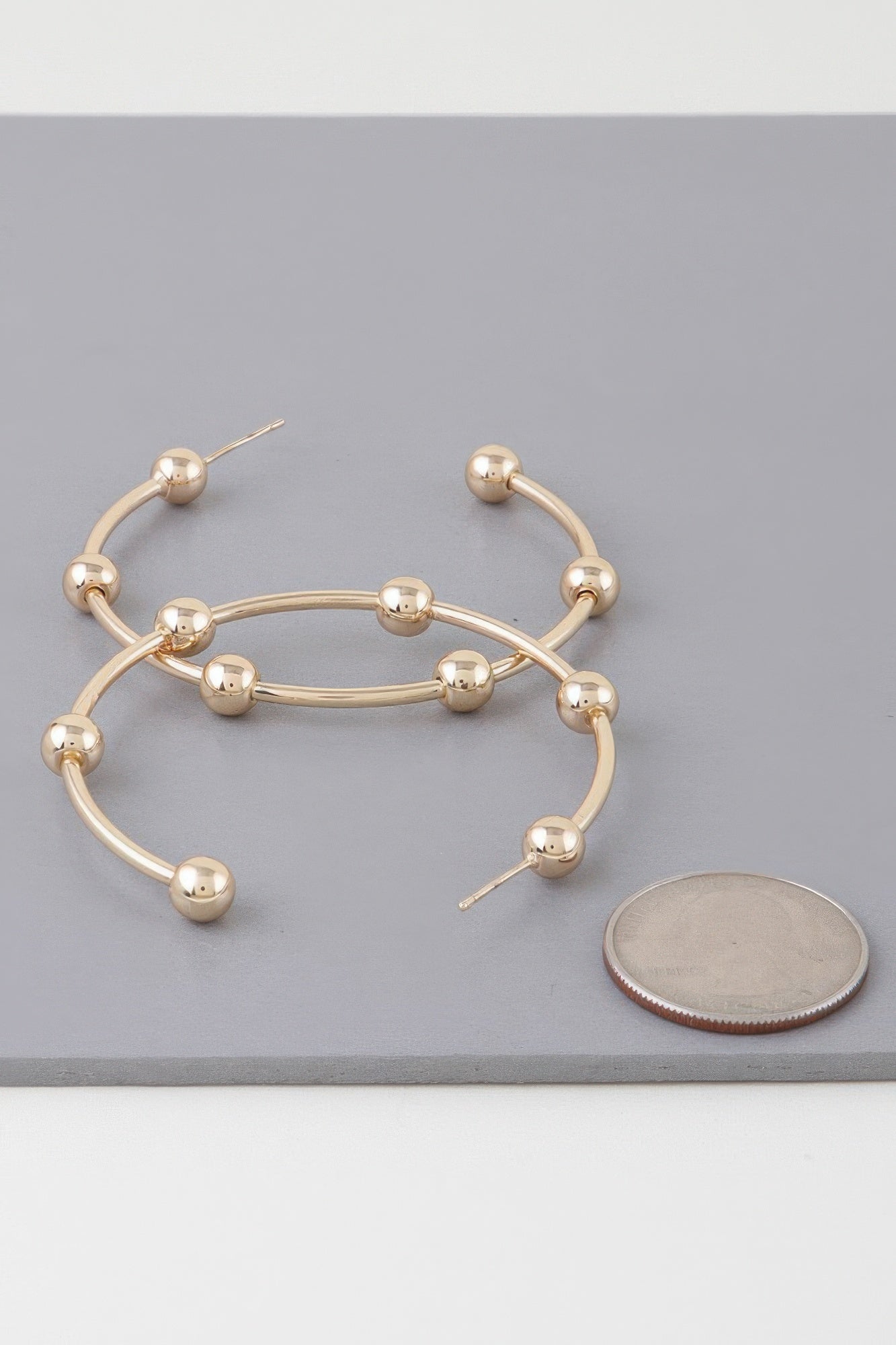 Multi Shiny Bead Hoop Earrings
