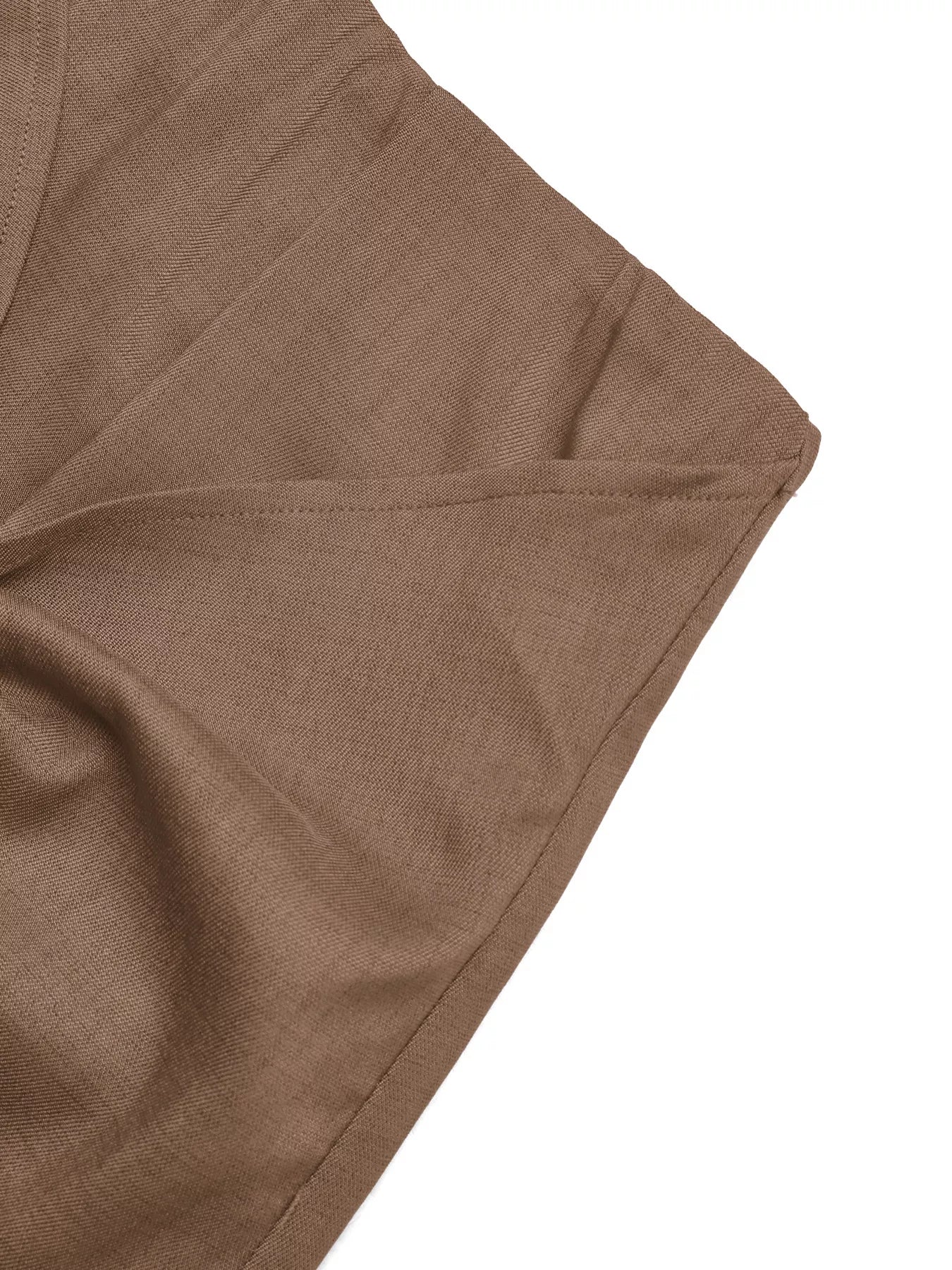 Brown Twist Front Mini Skort with Gold Tone Decorative Button
