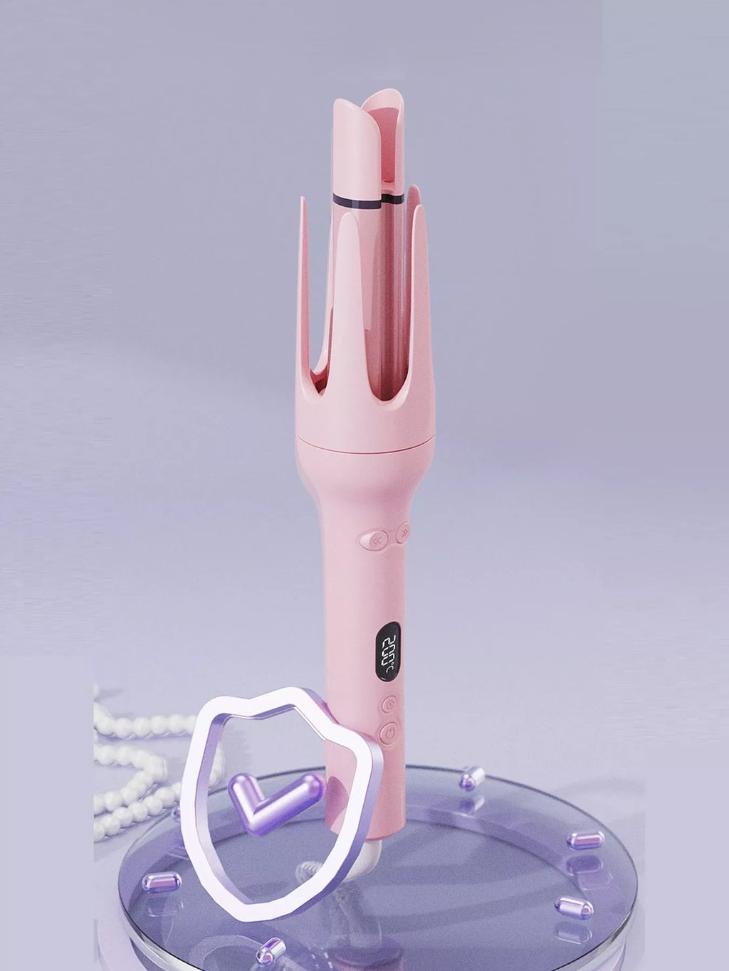 Pink 5-in-1 Ceramic Hair Curling Iron with Negative Ion Tech
