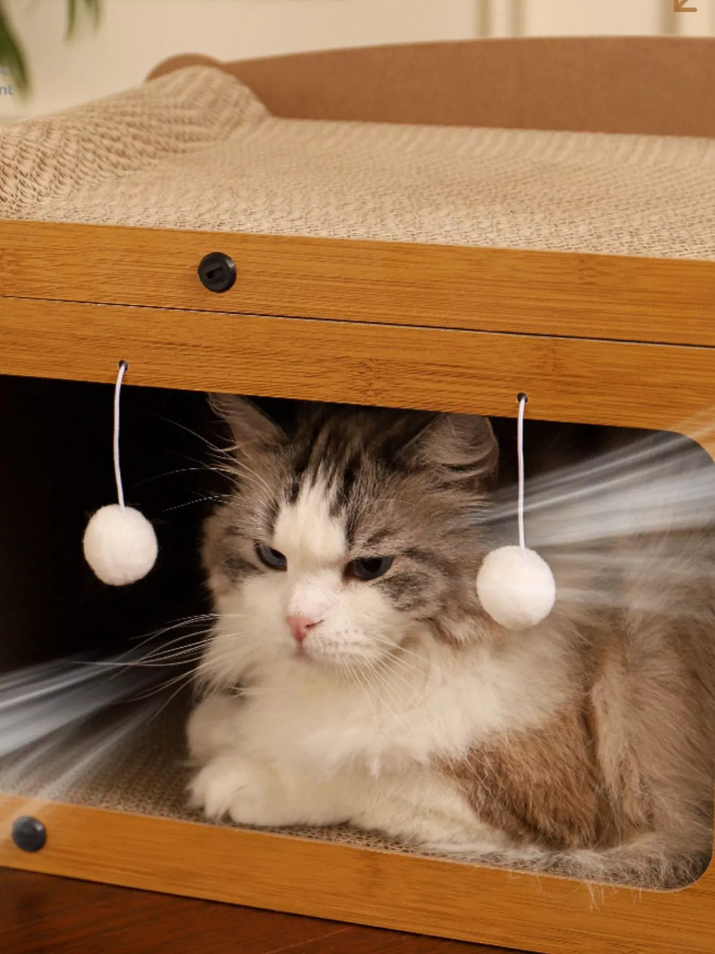 Wooden Cat House with Scratching Pad for Cozy Pet Relaxation