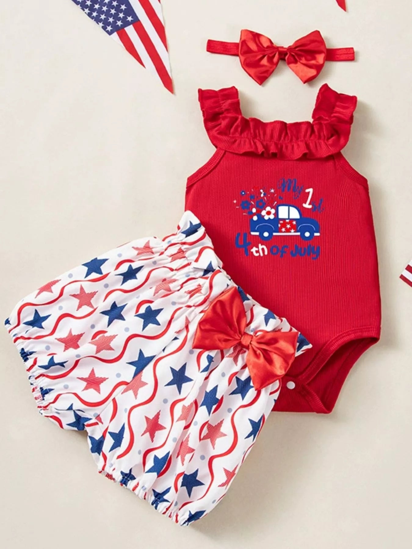 Baby Girls 3-Piece Patriotic First July Outfit Set