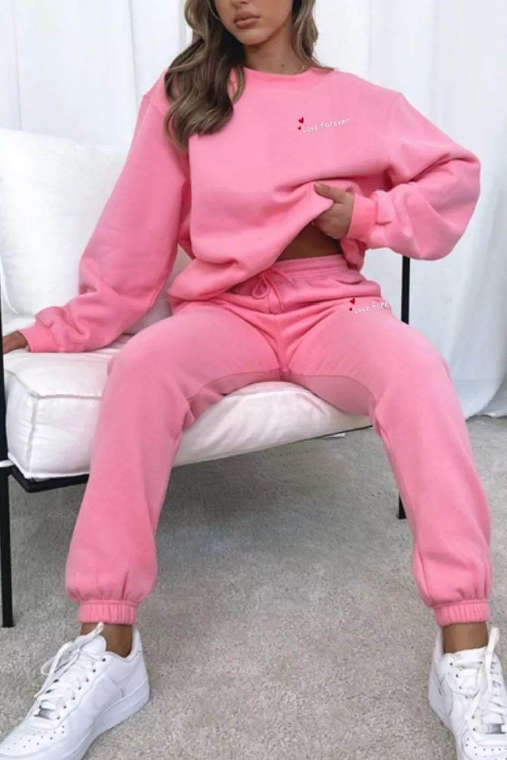 Women's Chocolate Brown Round Neck Sweatshirt and Joggers Set
