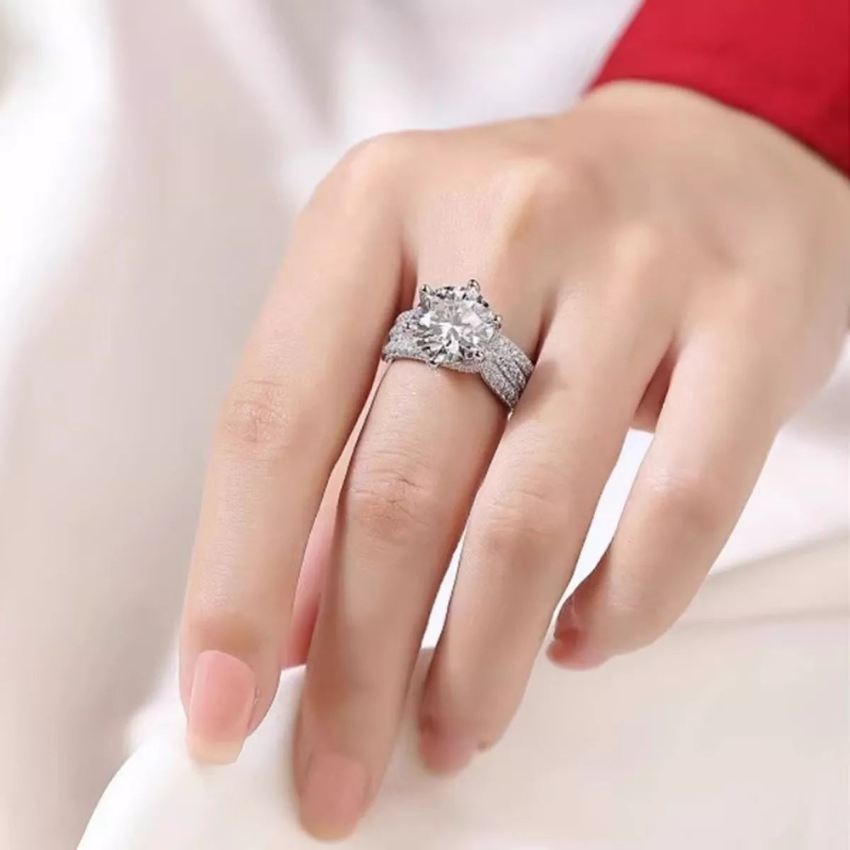 3 Carat Moissanite 925 Sterling Silver Sparkle Statement Ring