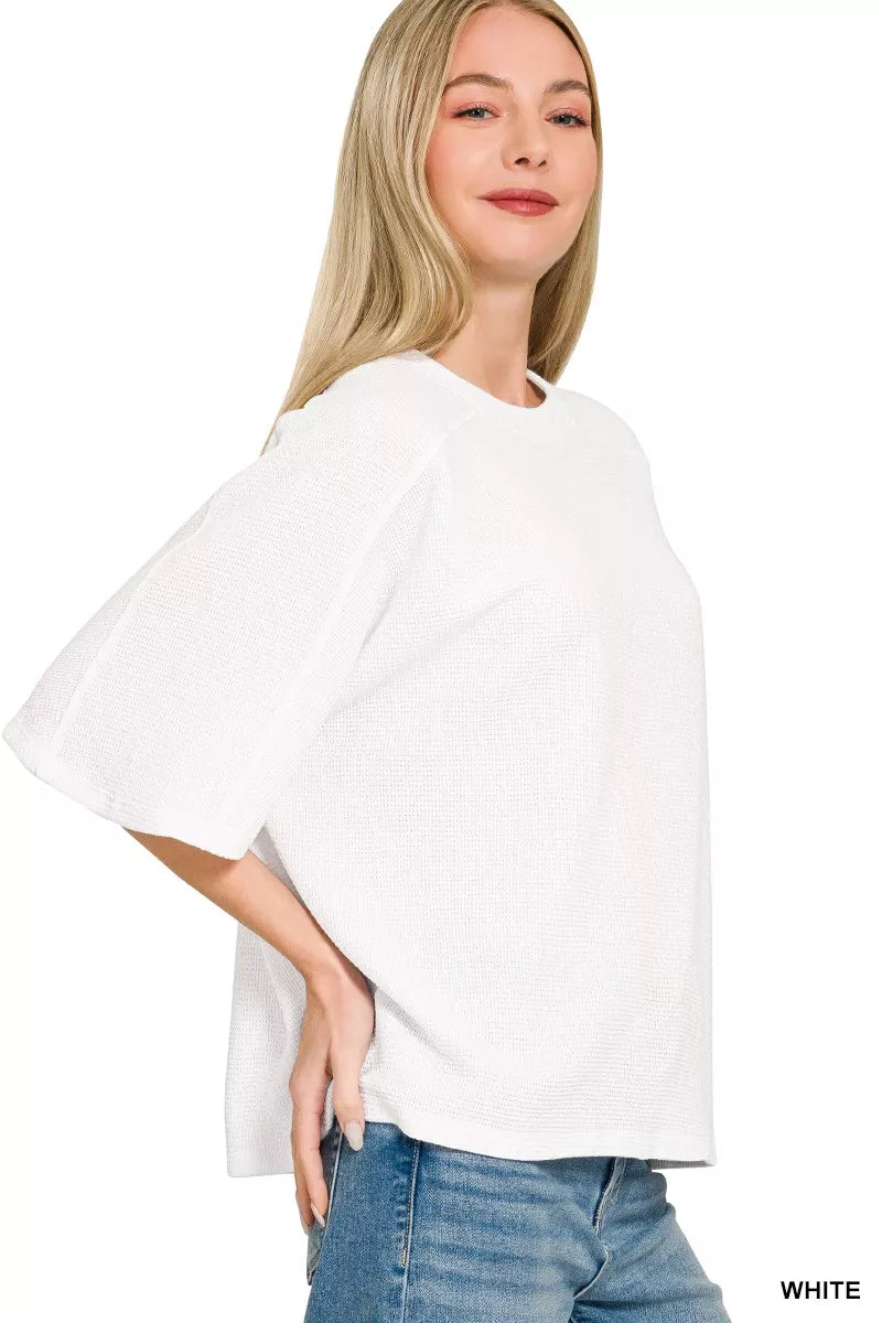 Zenana Double Knit Short Sleeve Top - Comfort