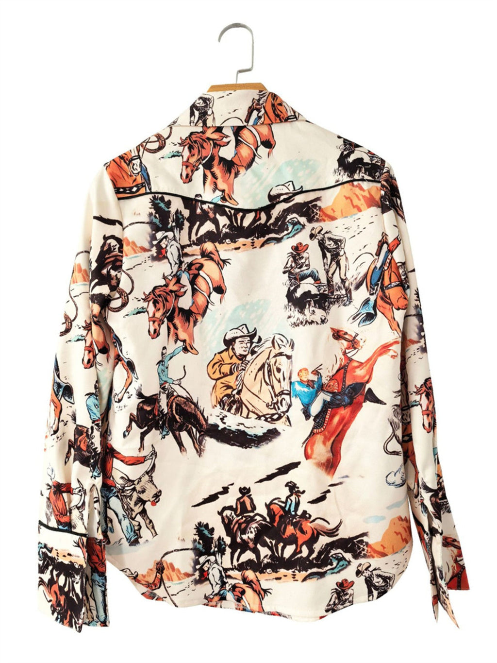 Women's Western Rodeo Print Long Sleeve Button-Up Shirt