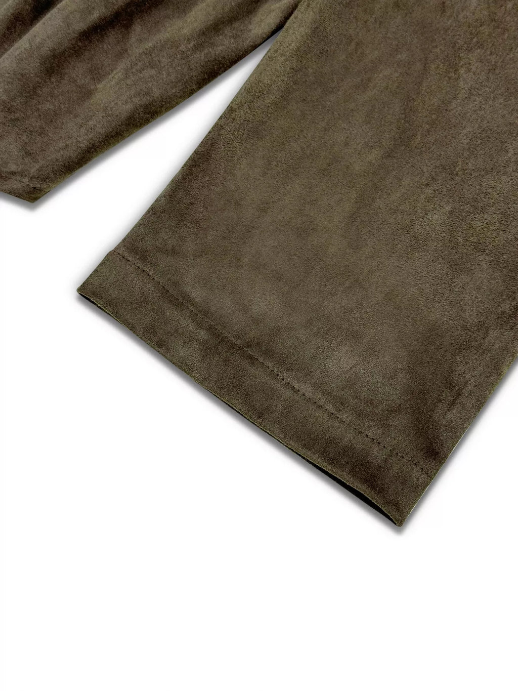 Women's Cropped Olive Green Suede Bomber Jacket
