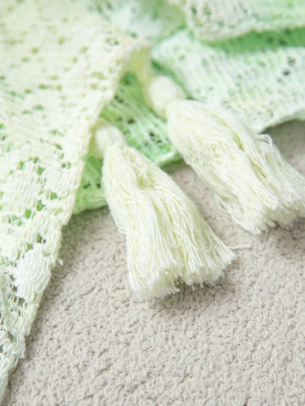 Openwork Tassel Gradient Knit Cover Up