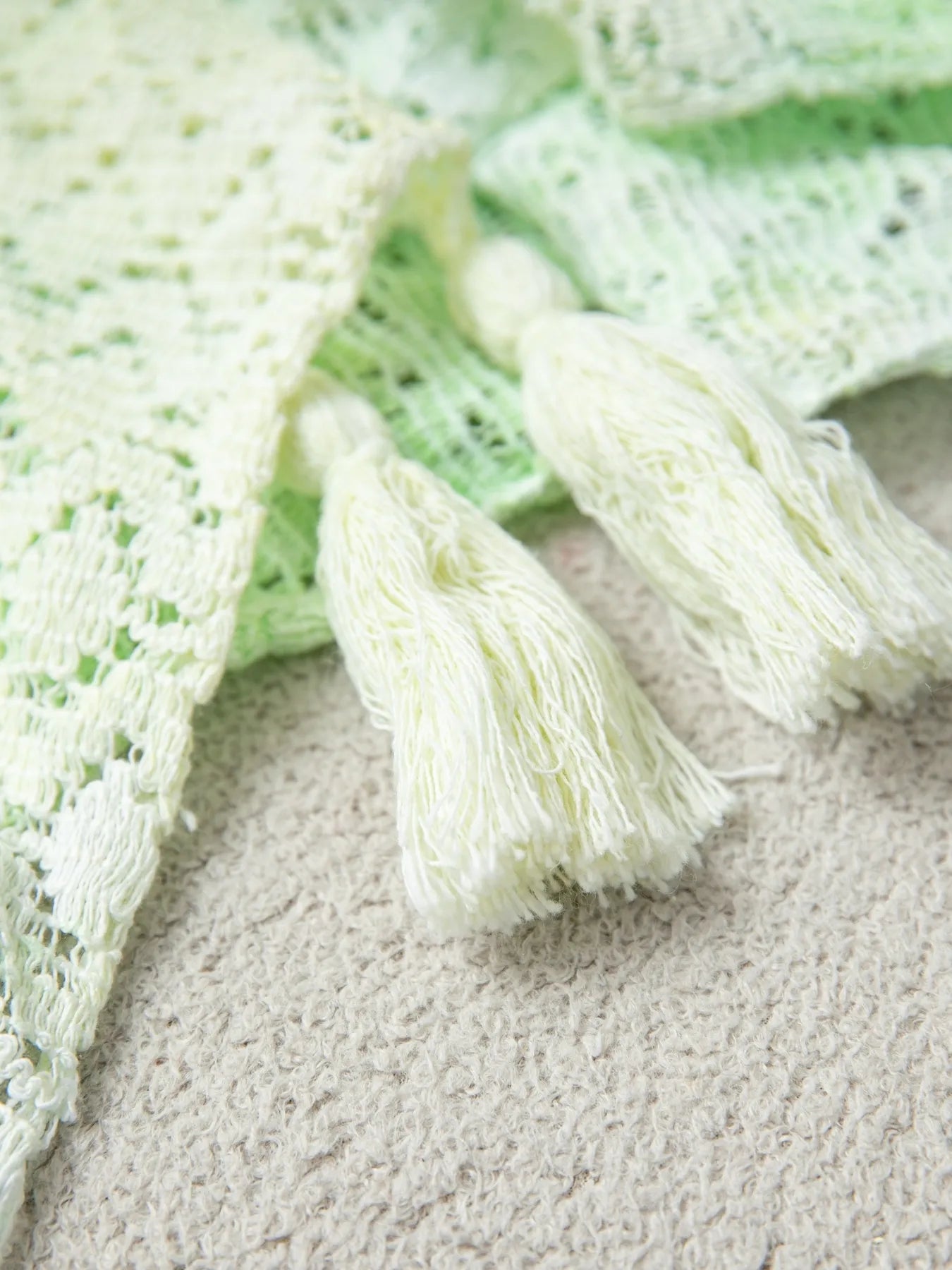 Openwork Tassel Gradient Knit Cover Up