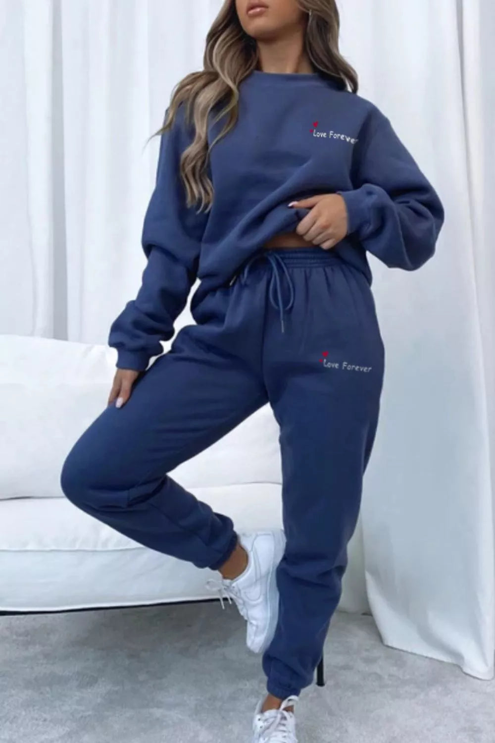 Women's Chocolate Brown Round Neck Sweatshirt and Joggers Set