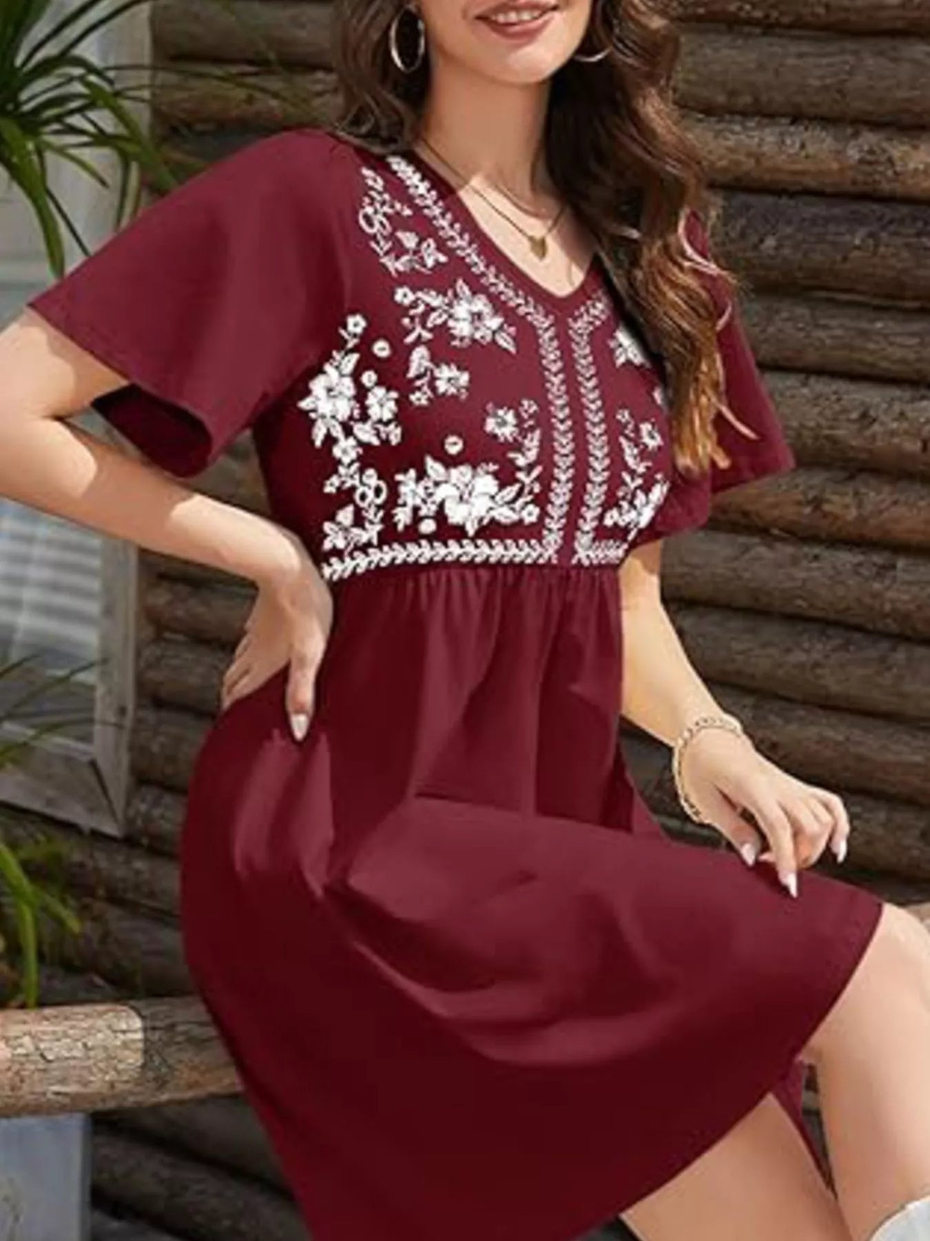 Floral V-Neck Mini Dress