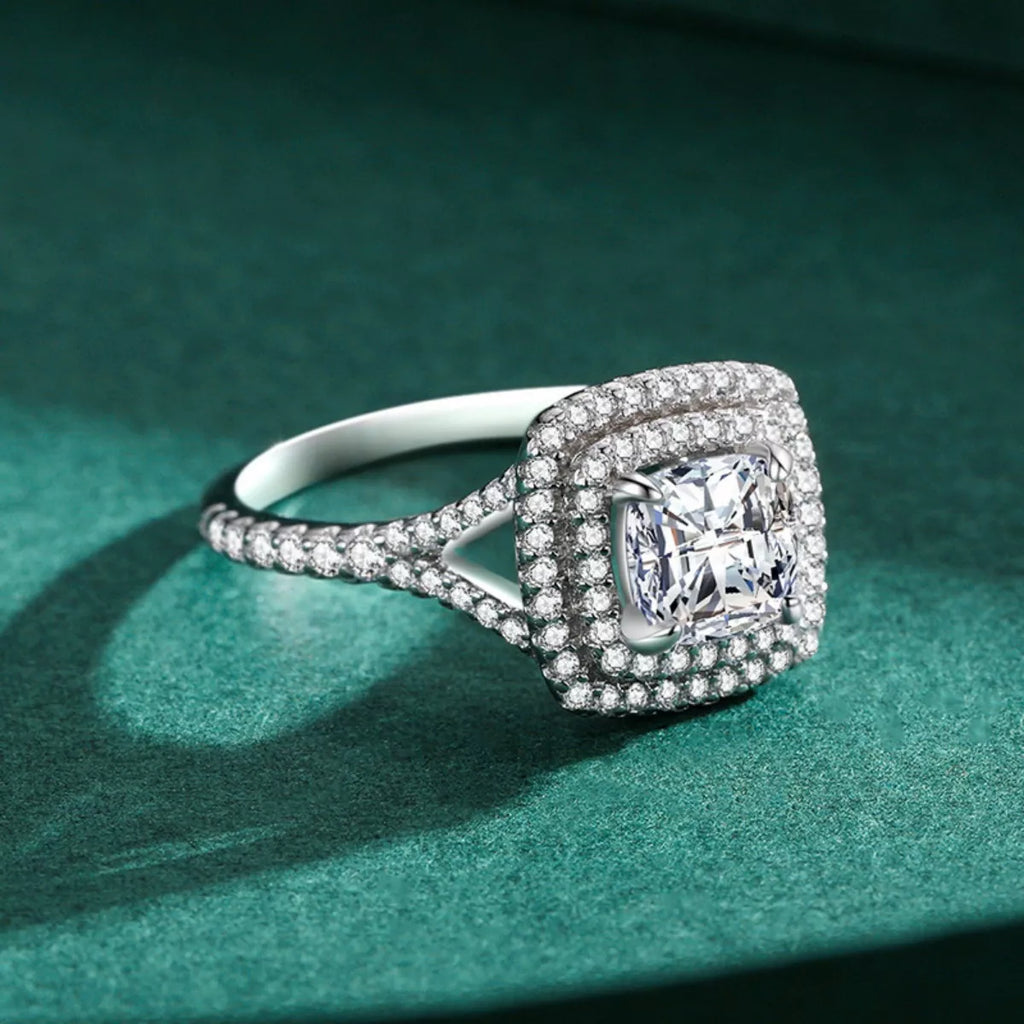 5 Carat Moissanite Cushion Cut Adjustable Silver-Tone Ring