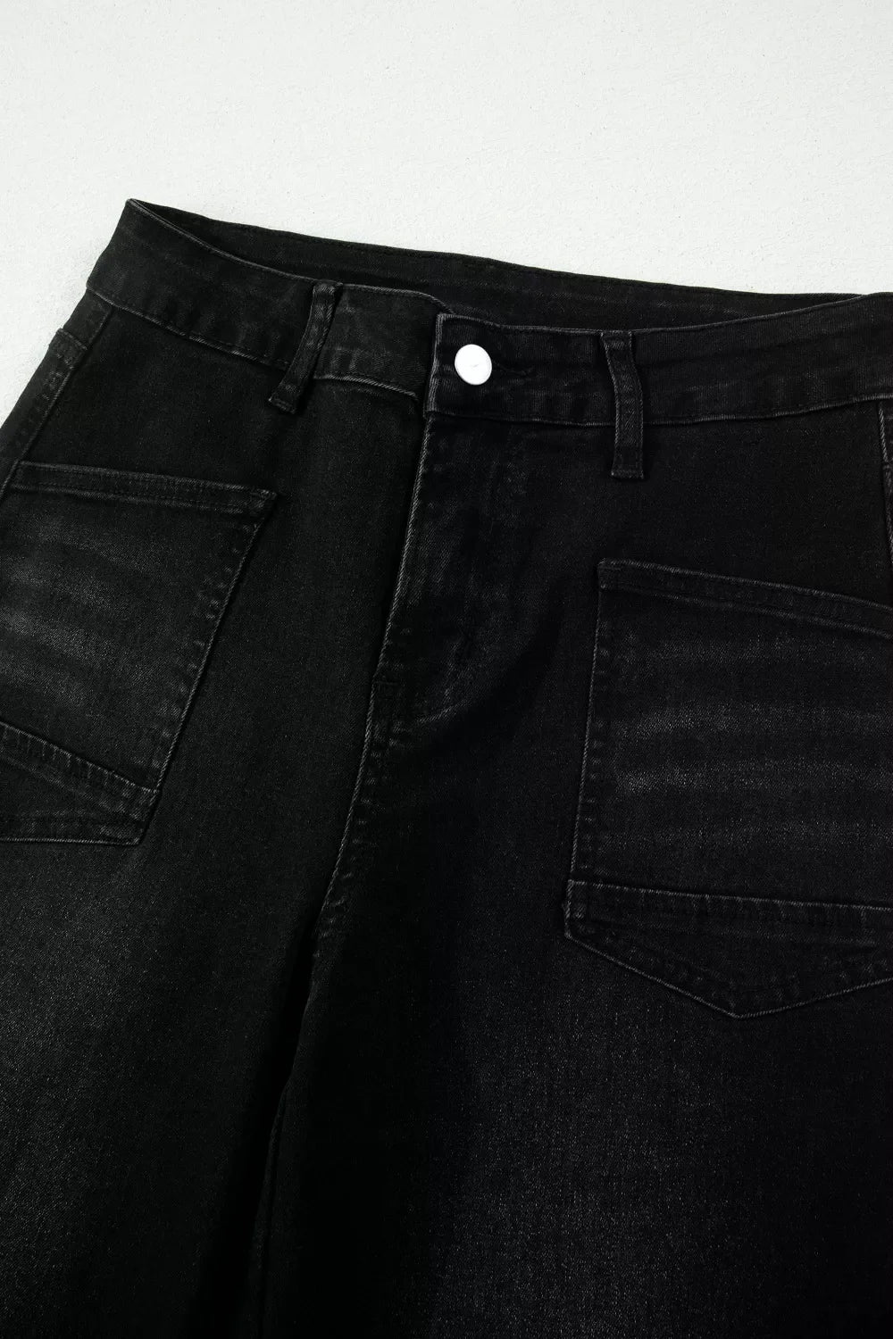 Black Frayed Hem Cropped Straight Leg Jeans