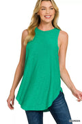 Curved Hem Slub Tunic Tank Top