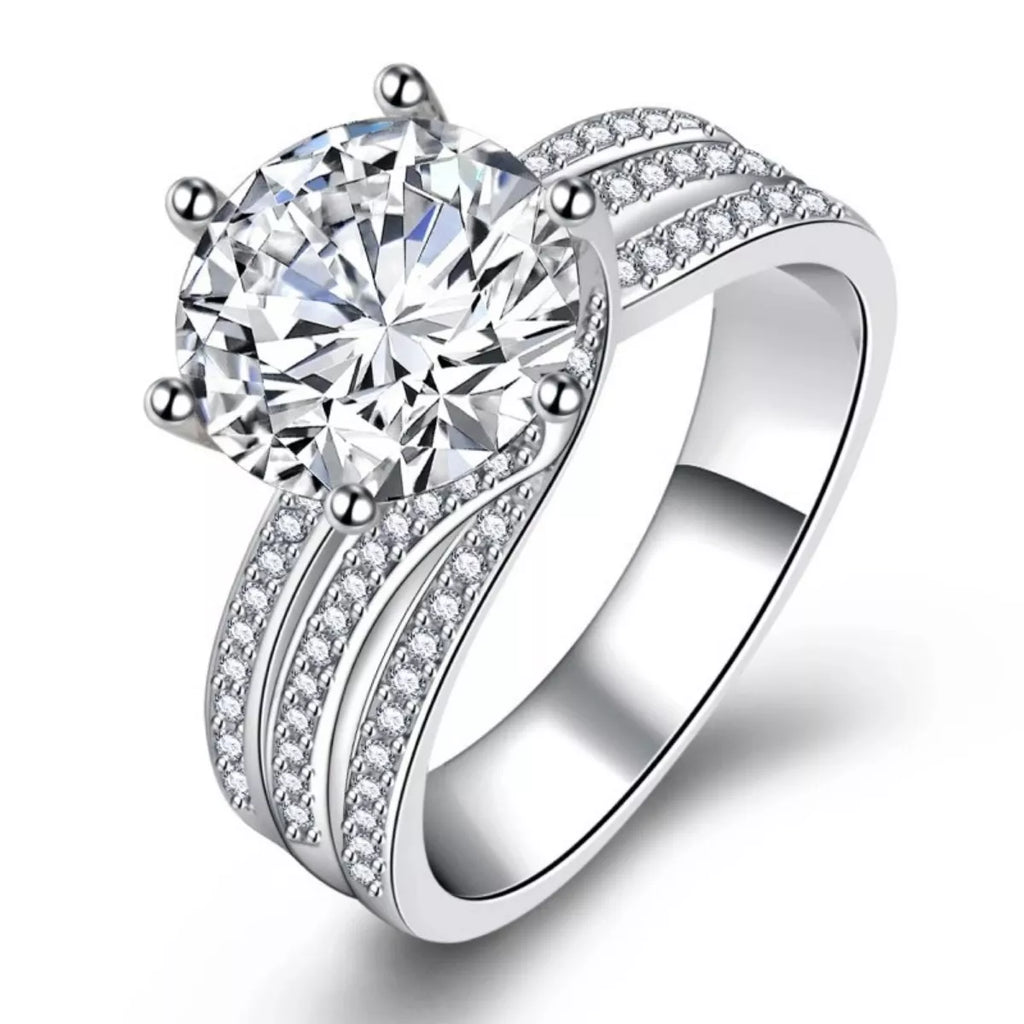 3 Carat Moissanite 925 Sterling Silver Sparkle Statement Ring