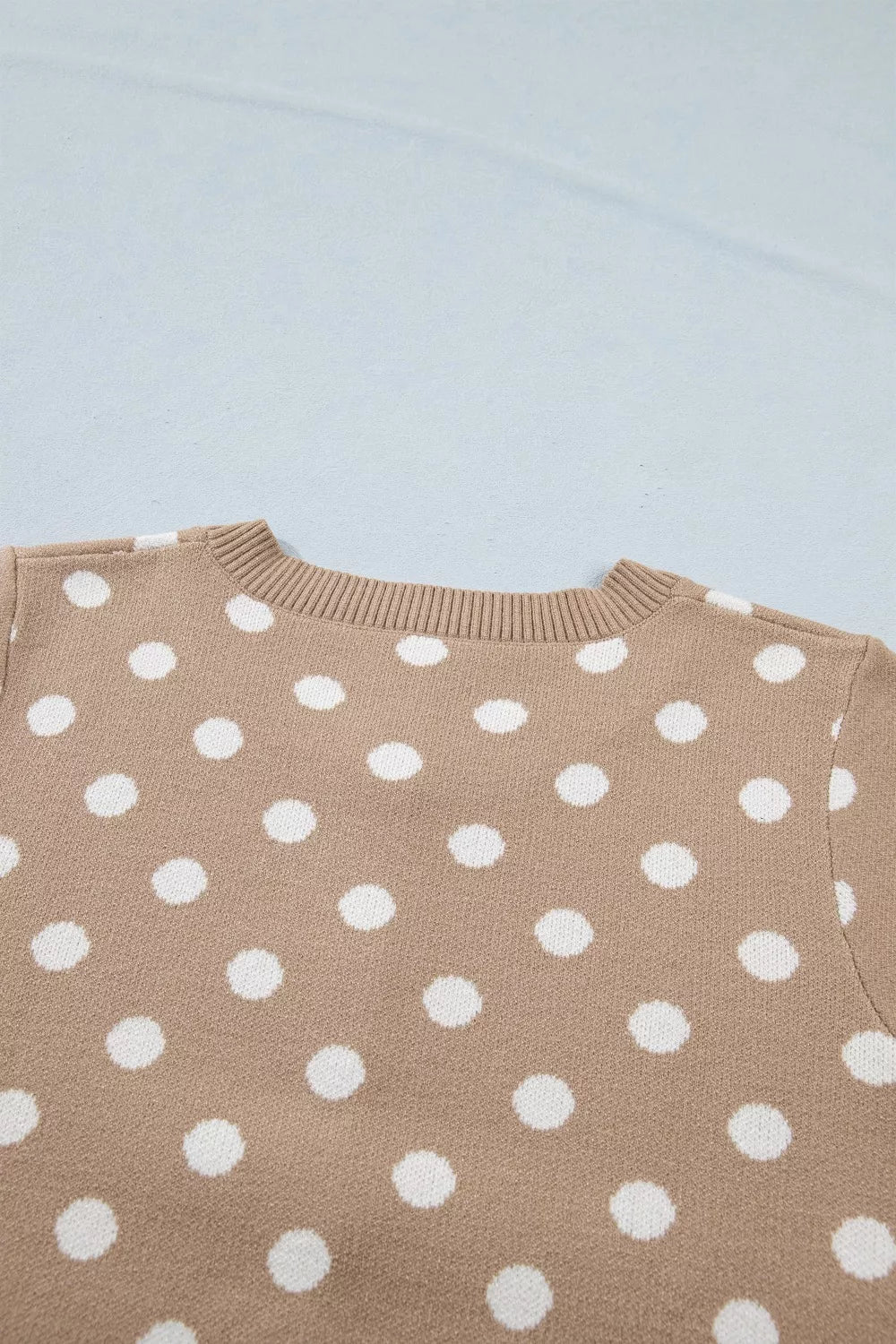 Polka Dot Short Sleeve Button Down Knit Cardigan Sweater