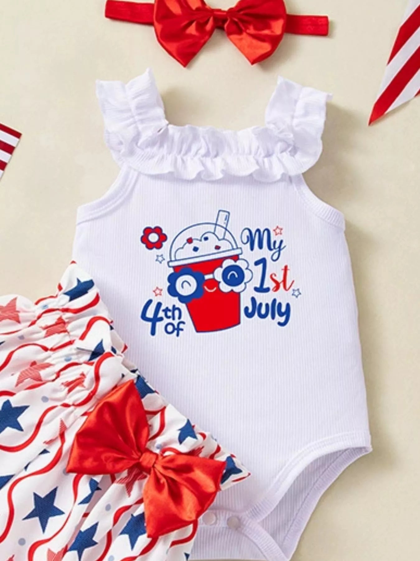 Baby Girls 3-Piece Patriotic First July Outfit Set
