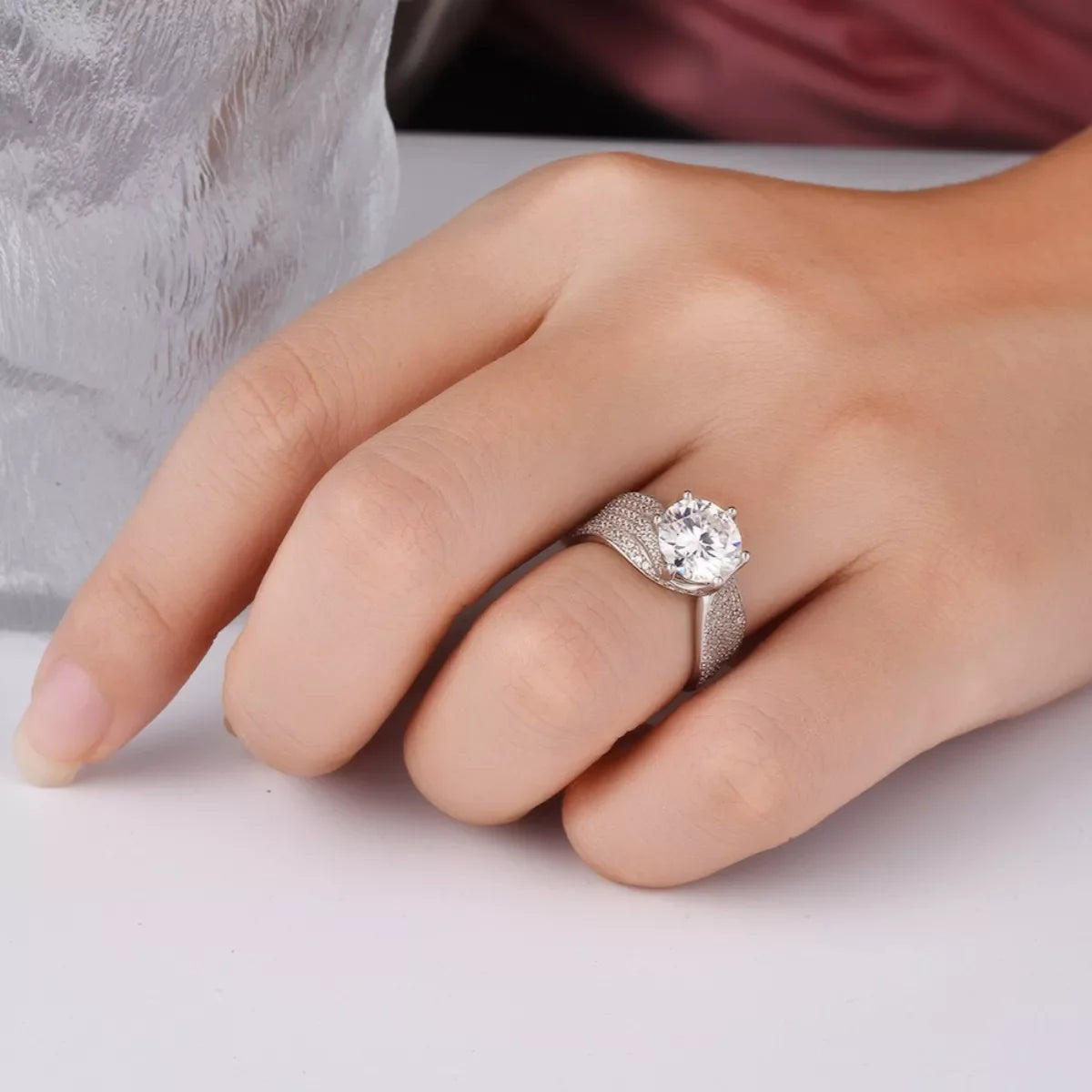 3 Carat Moissanite 925 Sterling Silver Sparkle Statement Ring