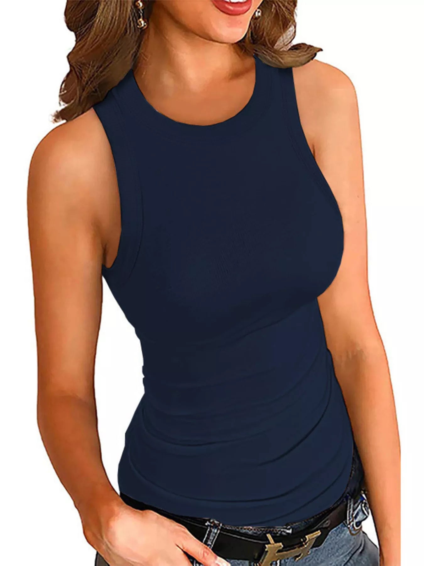 Full Size Ribbed Round Neck Tank Plus Size