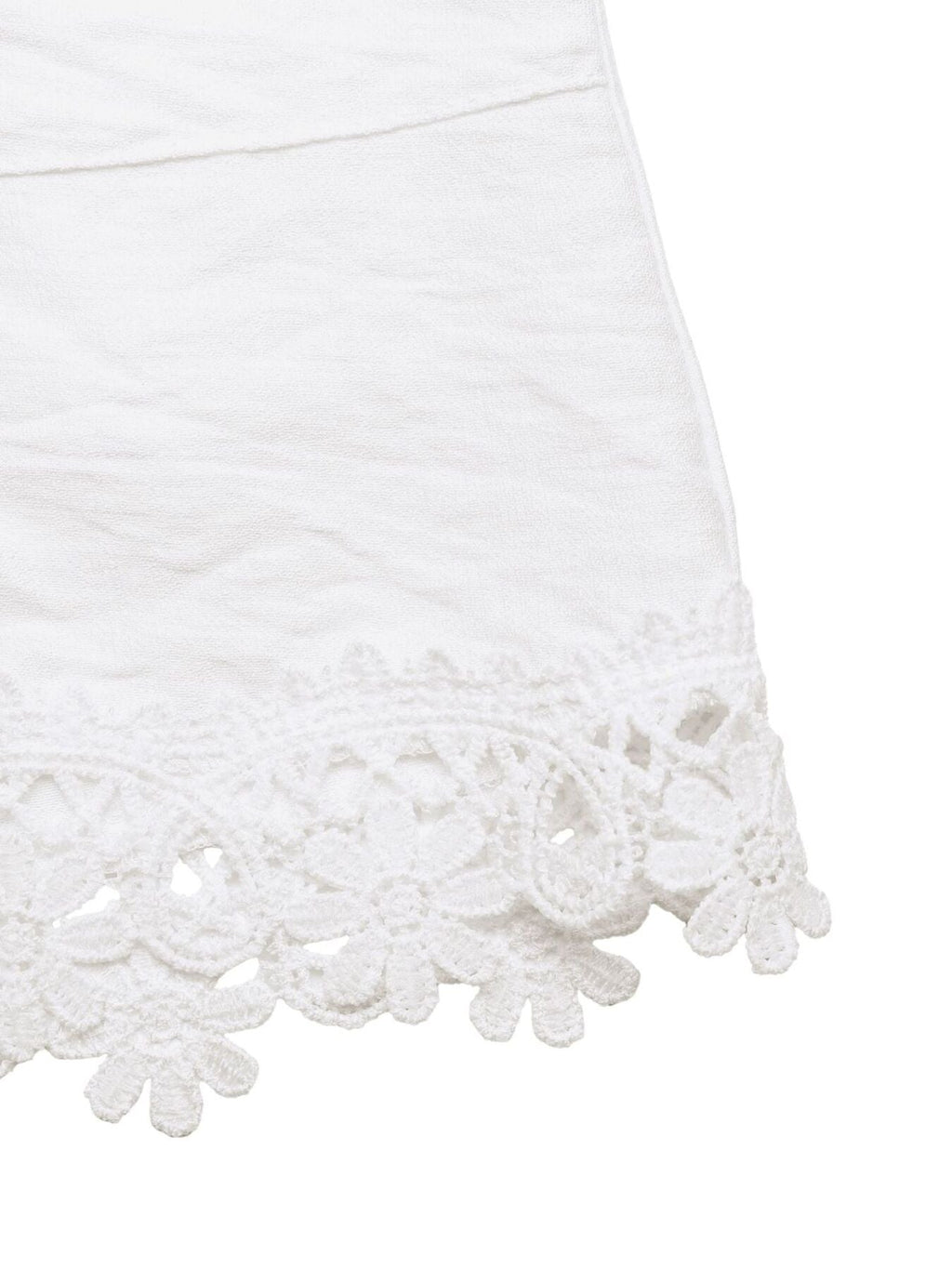 White Lace Trim Drawstring Waist Casual Summer Shorts